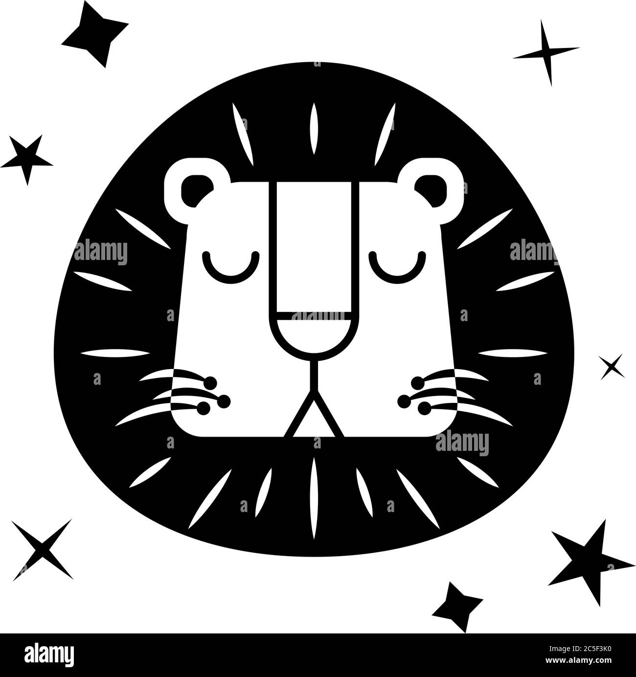 Leone Nero isolato Vector Zoo Fauna animale Re libro da colorare disegno Illustrazione Illustrazione Vettoriale