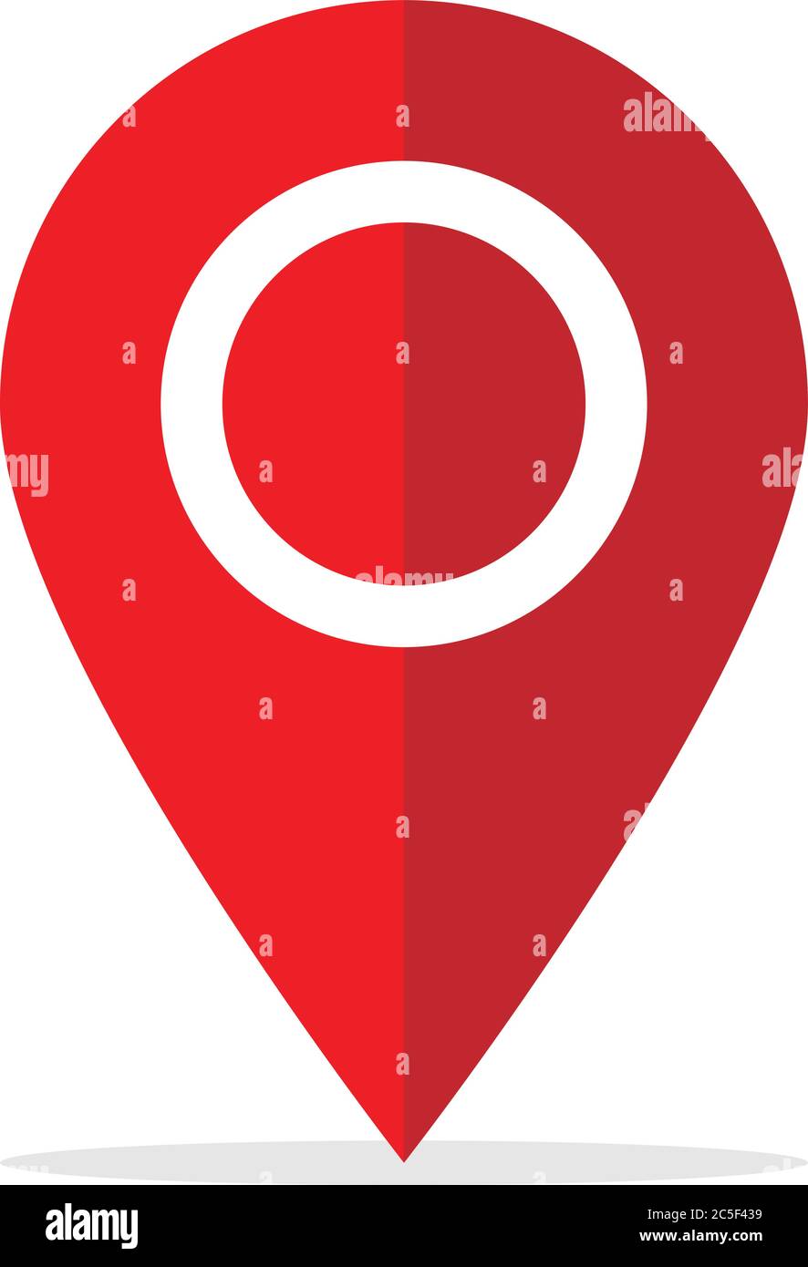 Posizione perno GPS puntatore rosso pulsante corsa MarkerSymbol Illustrazione vettore Illustrazione Vettoriale