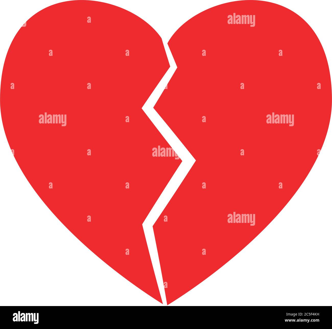 Cuore rotto icona rosso heartbreak divorzio simbolo nessun amore separazione solo valentine illustrazione vettore Illustrazione Vettoriale