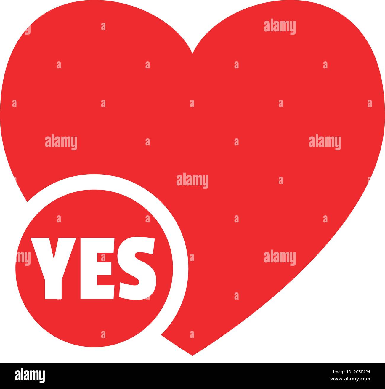 Cuore rosso con sì parola segno amore approvato icona valentines giorno scelta illustrazione online dating app Illustrazione Vettoriale