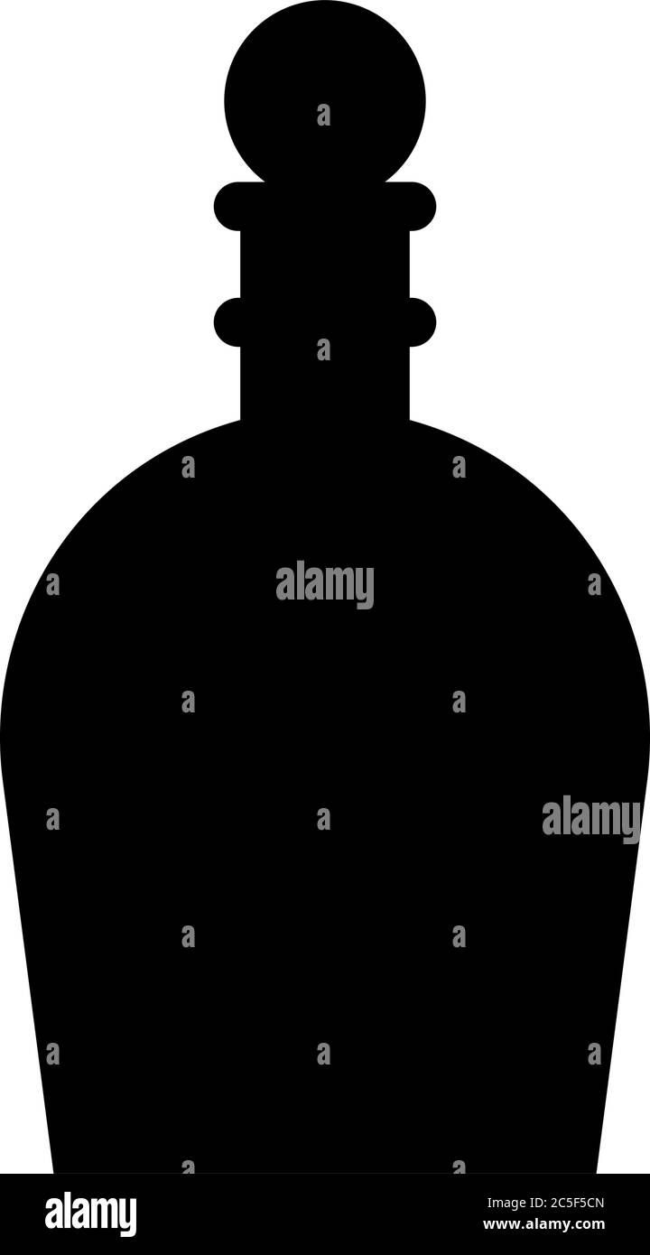Bottiglia di pozione nera icona contenitore di liquido illustrazione vettoriale tubo di laboratorio medico Silhouette Illustrazione Vettoriale