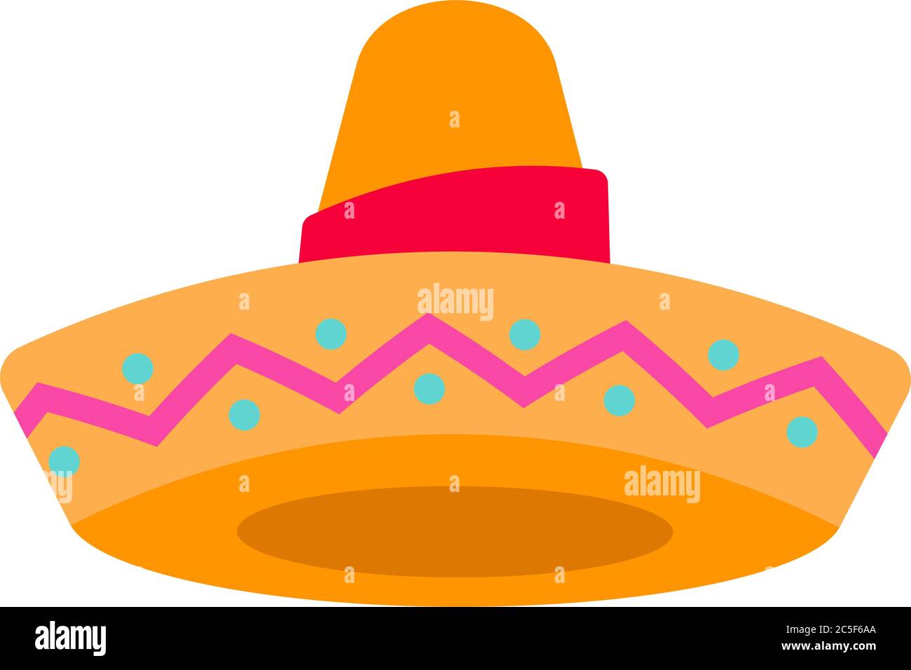 Icona Sombrero isolata su sfondo bianco. Illustrazione vettoriale del simbolo della cultura messicana Illustrazione Vettoriale