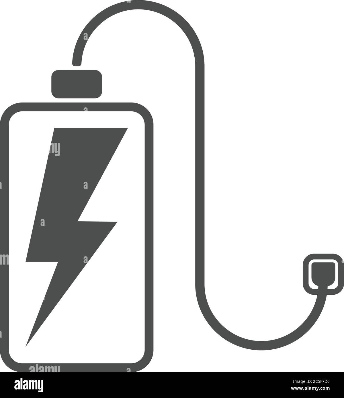 Batteria del telefono isolato Nero Charger Technology Vector Illustrazione icona batterie Imposta il simbolo di alimentazione elettrica Illustrazione Vettoriale