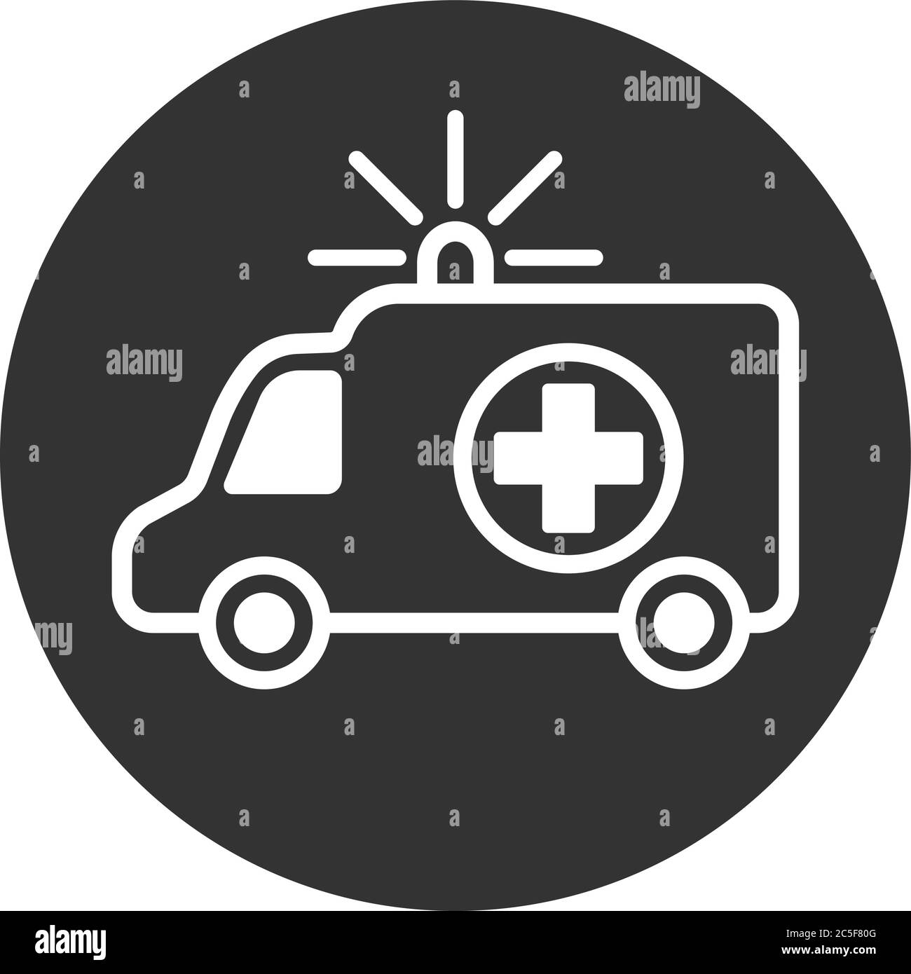 Icona ambulanza simbolo veicolo ospedaliero vettore emergenza soccorso medico illustrazione sanitaria Illustrazione Vettoriale
