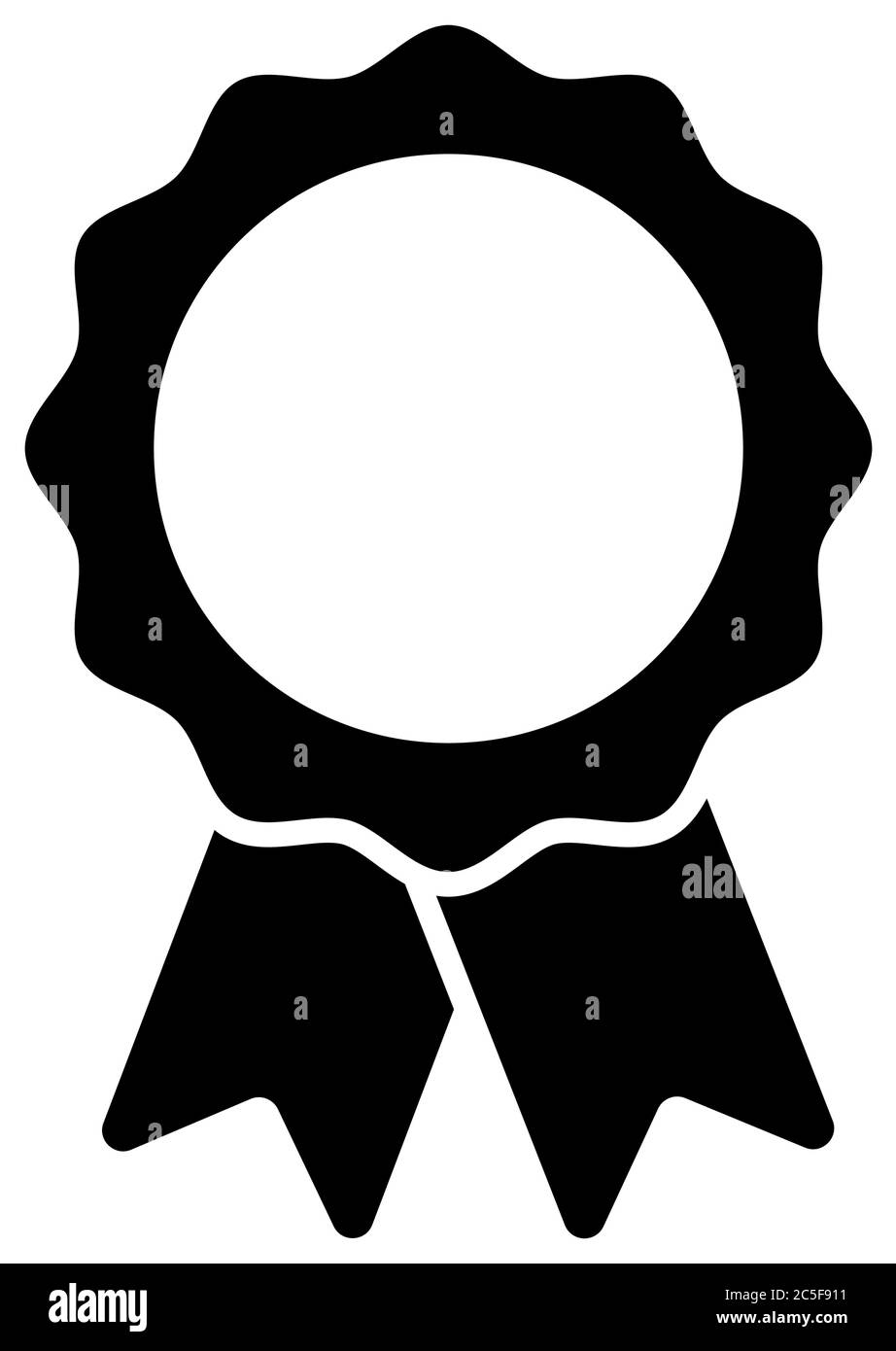 Simbolo di riconoscimento dell'icona del badge a nastro nero, immagine vettoriale Illustrazione Vettoriale