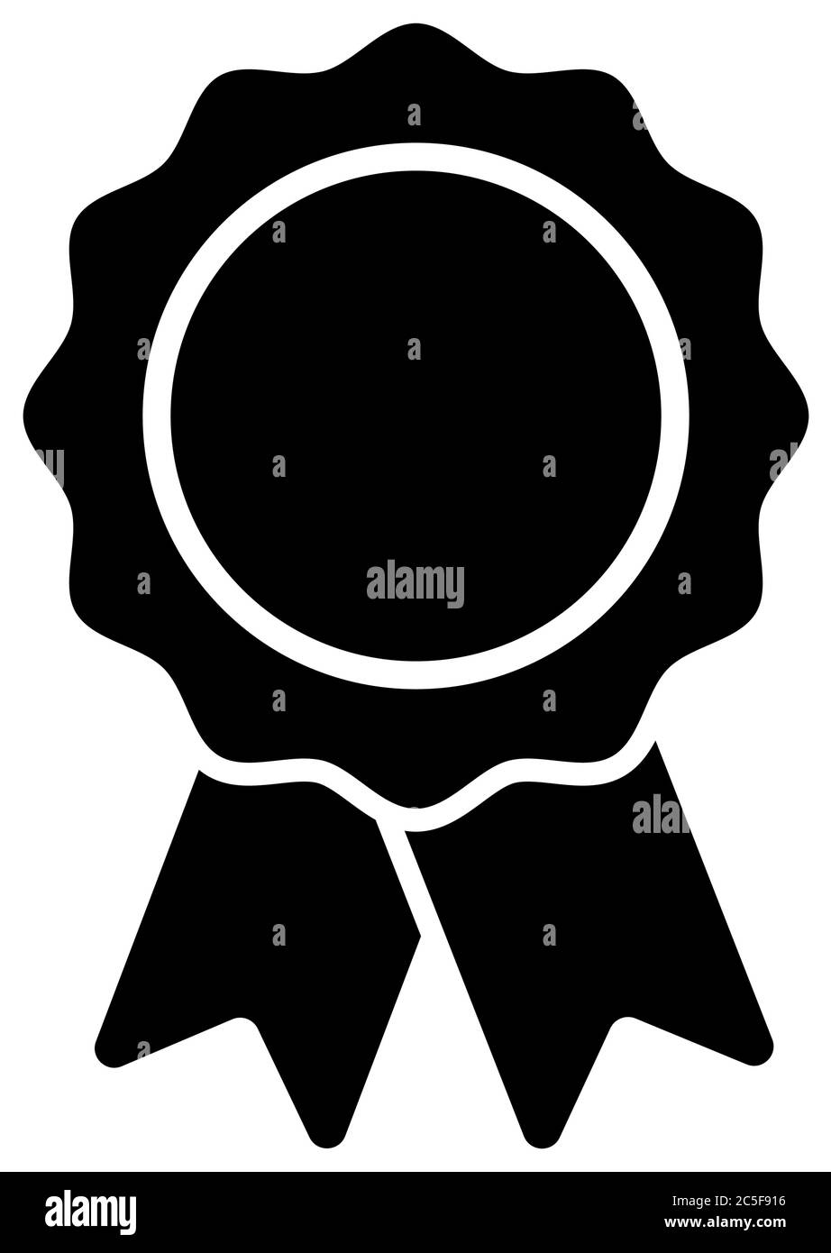 Simbolo di riconoscimento dell'icona del badge a nastro nero, immagine vettoriale Illustrazione Vettoriale