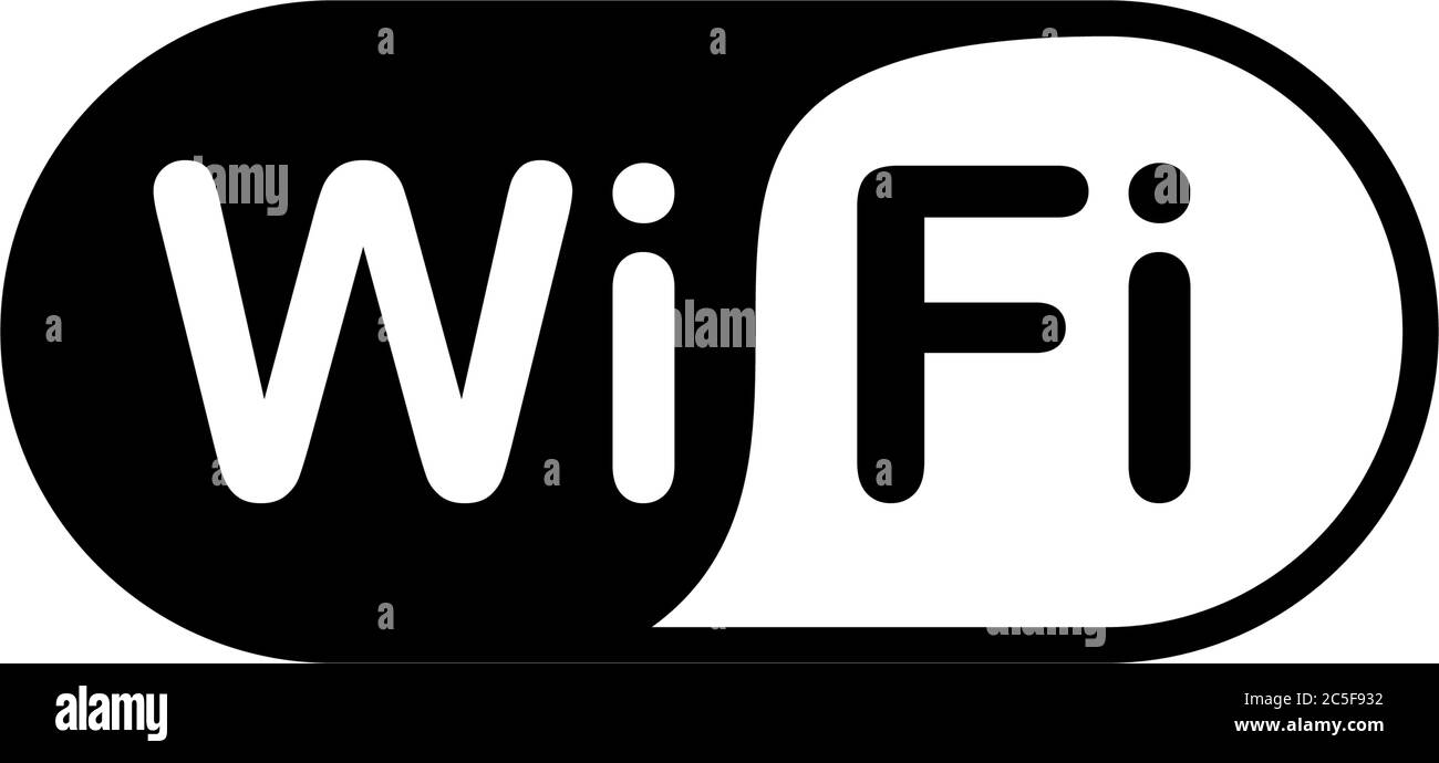 Icona della connessione di rete wireless a Internet Wi-Fi vettore isolato nero su sfondo bianco Illustrazione Vettoriale