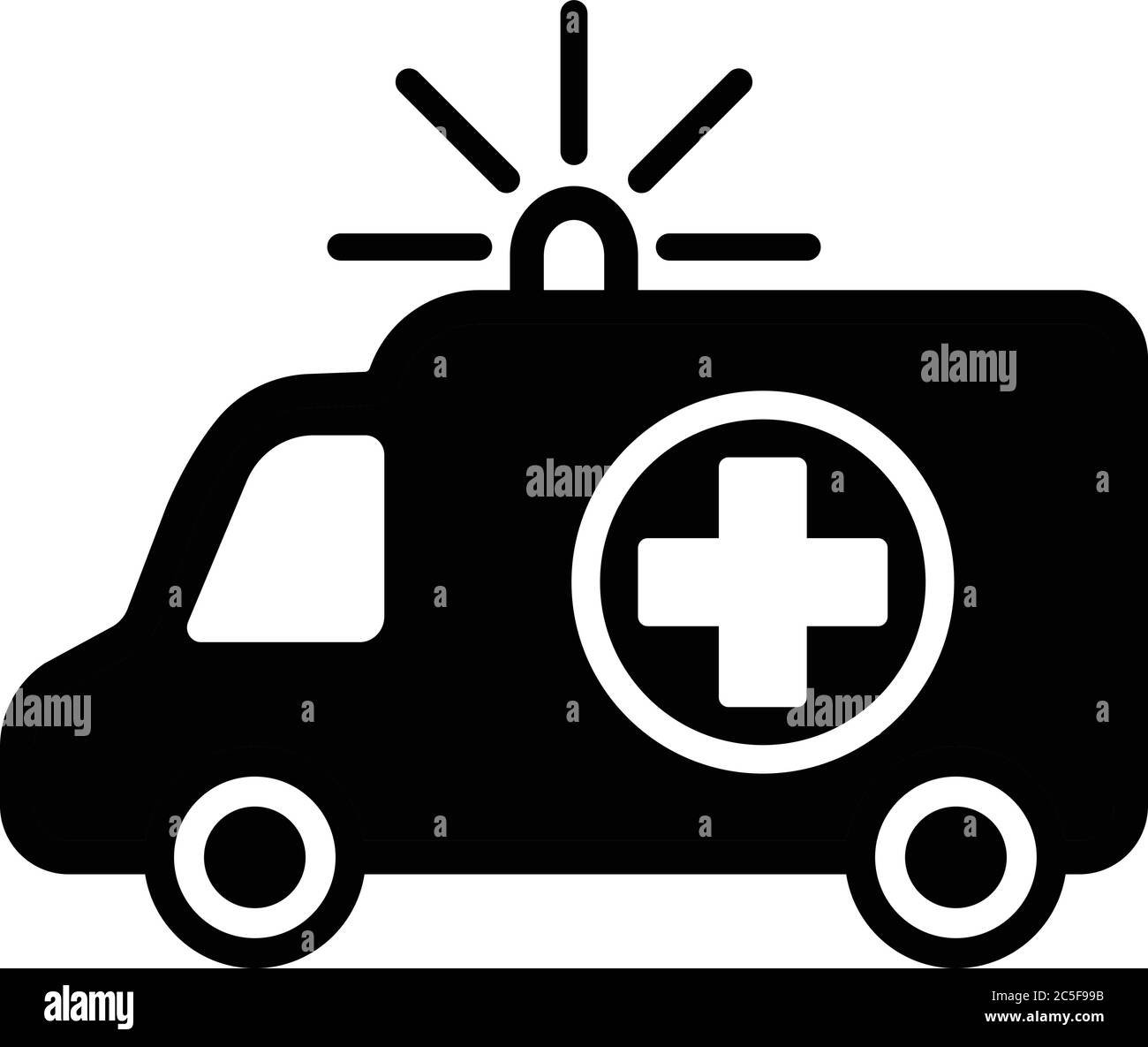 Icona ambulanza simbolo veicolo ospedaliero vettore emergenza soccorso medico illustrazione sanitaria Illustrazione Vettoriale