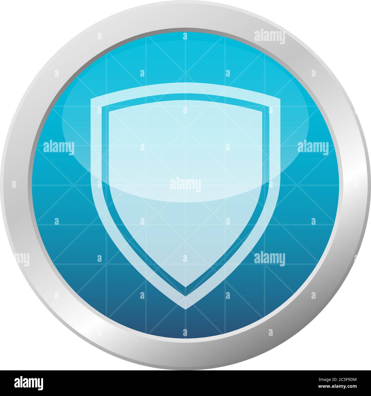 Icona di protezione reale Firewall simbolo di protezione forte su azzurro cerchio lucido Illustrazione Vettoriale