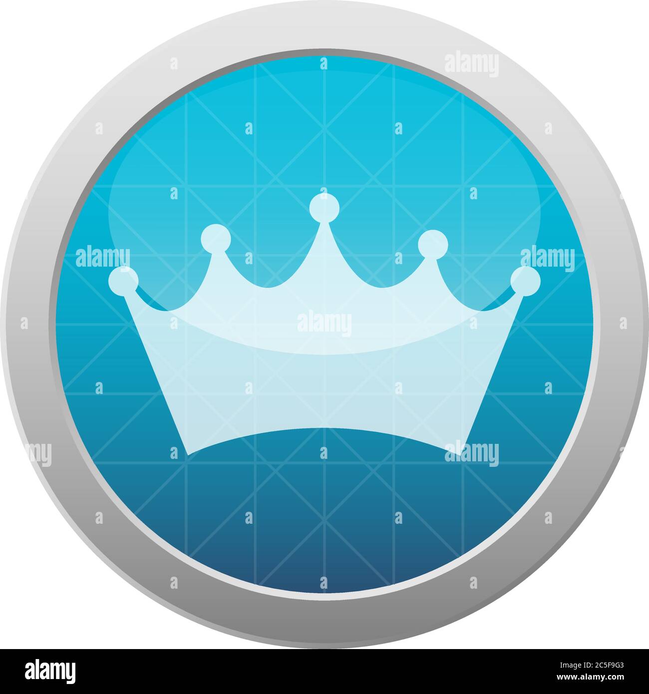 Crown Royal Symbol King Queen Luxury Head Wear Icon Light Blue Shiny Circle Vector Illustration Illustrazione Vettoriale