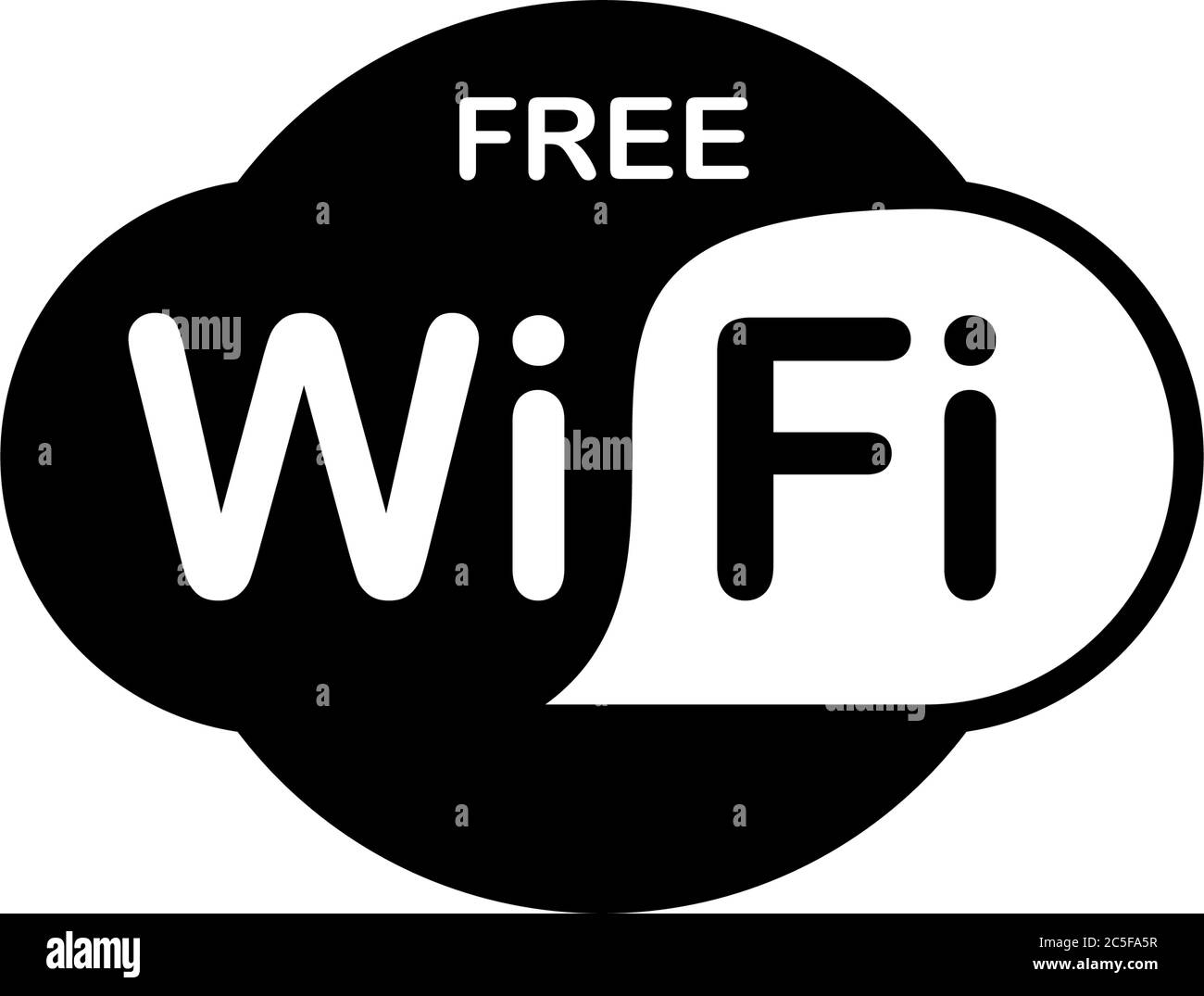 Wi-Fi gratuito connessione internet wireless icona di collegamento vettore nero isolato su sfondo bianco Illustrazione Vettoriale