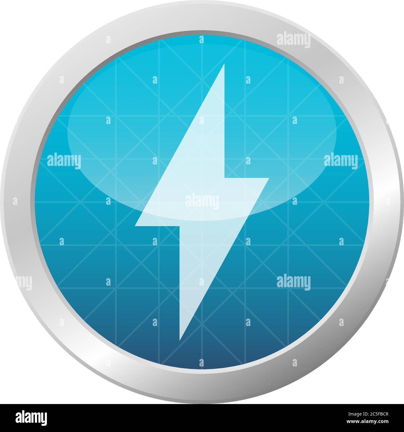 Icona fulminea concetto di energia thunderbolt strike disegno vettore scossa elettrica flash luce blu cerchio lucido illustrazione isolata Illustrazione Vettoriale