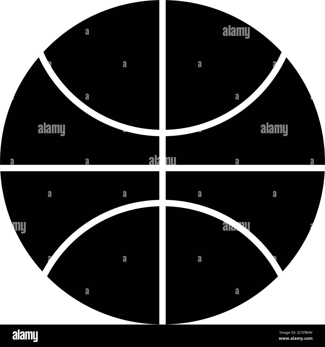Basketball nero icona disegno piatto vettore illustrazione isolato su bianco sfondo Illustrazione Vettoriale