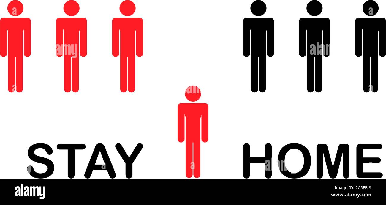SOGGIORNO CASA Coronavirus epidemico consapevolezza illustrazione auto isolamento quarantena covid-19 vettore Illustrazione Vettoriale