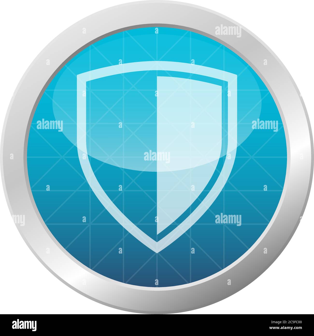 Icona di protezione reale Firewall simbolo di protezione forte su azzurro cerchio lucido Illustrazione Vettoriale