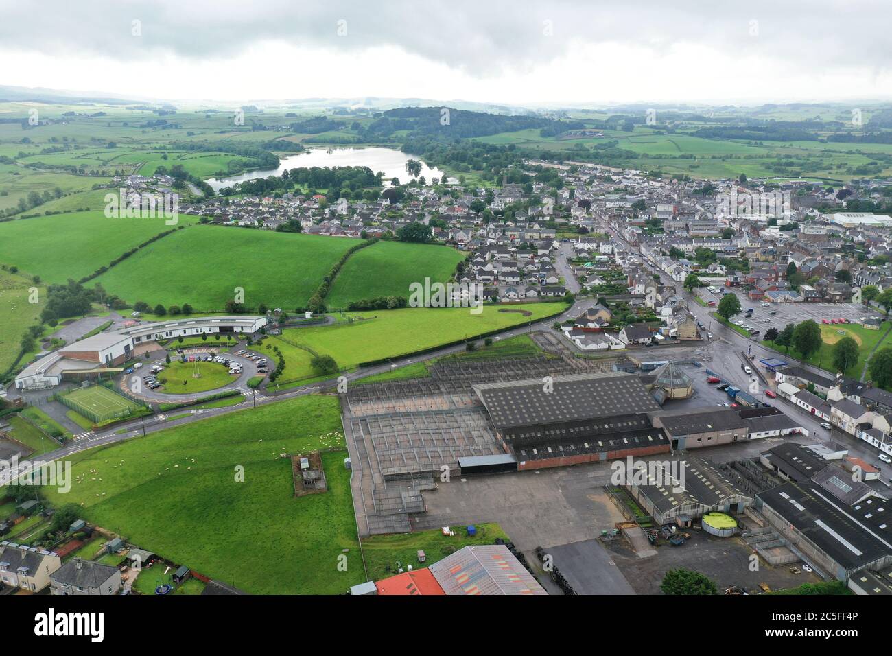 Vista aerea del drone di Castle Douglas Scozia Foto Stock