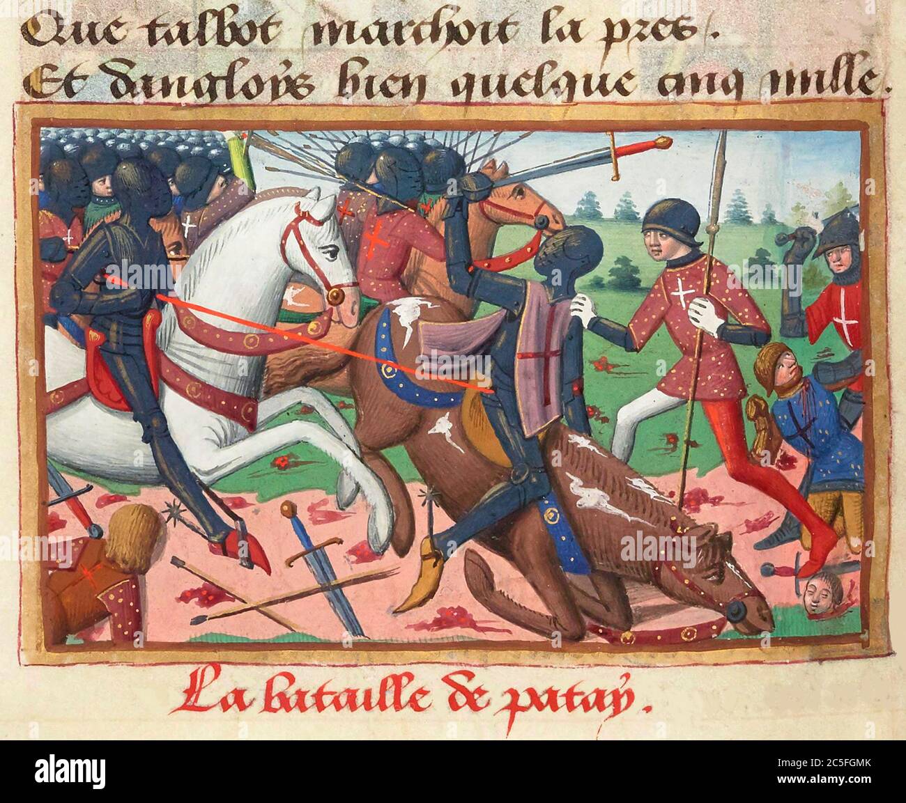 La battaglia di Patay (18 giugno 1429) il culmine dell'impegno della Campagna della Loira della guerra dei cent'anni tra i francesi e gli inglesi nella Francia centro-settentrionale. Foto Stock