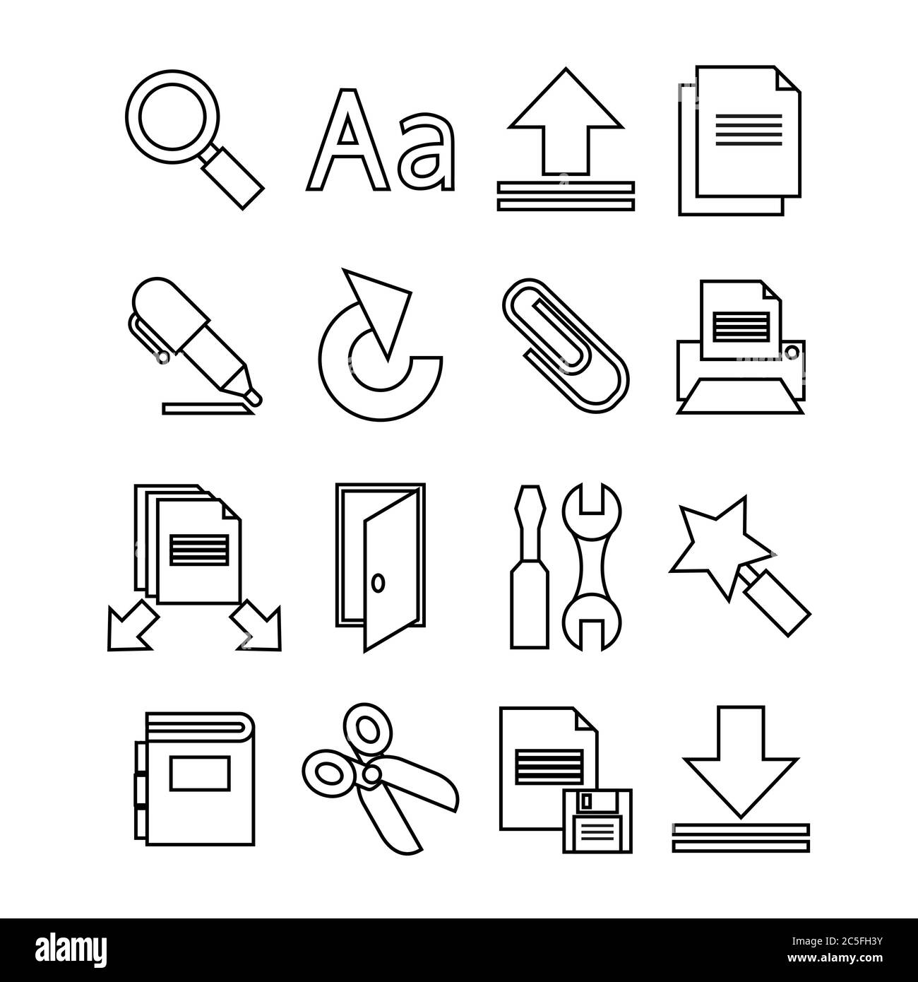 Set di icone del documento. Stile piatto alla moda per grafica, sito web. Illustrazione del vettore di stock. Illustrazione Vettoriale