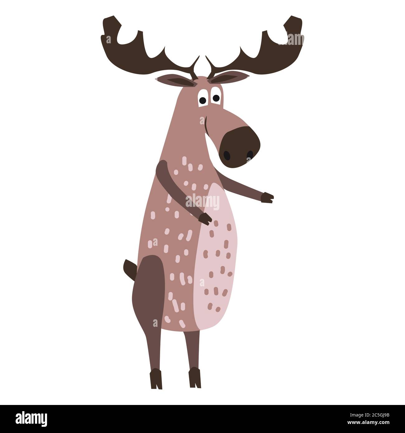 Cute Moose, animale da foresta, adatto per libri, siti web, applicazioni, grafica di tendenza, vettore, illustrazione, isolato, stile cartoon Illustrazione Vettoriale