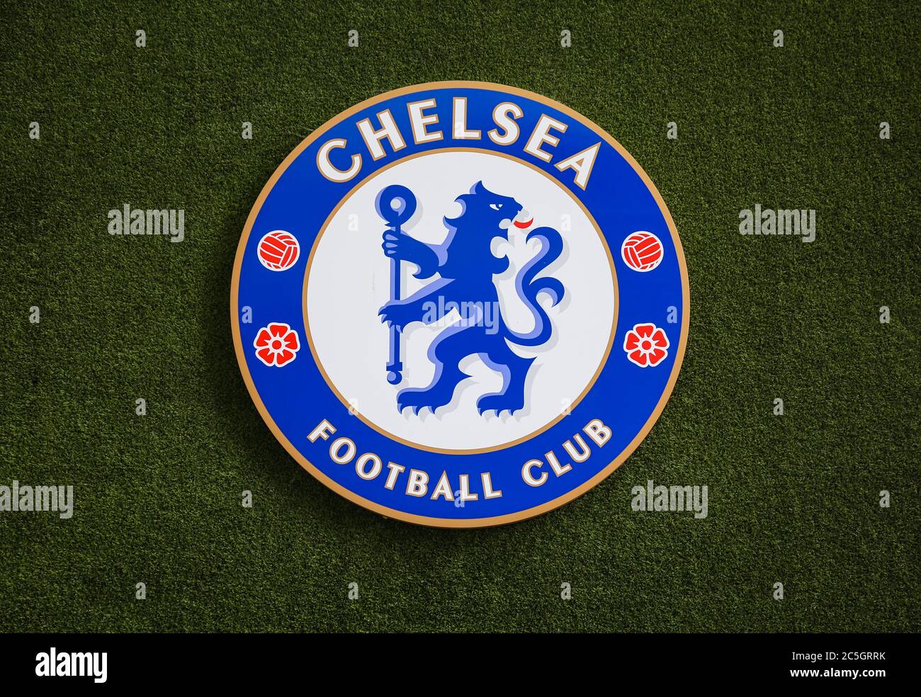 Londra, Regno Unito. Logo Chelsea Football Club. Stadio Stamford Bridge a Fulham. Credito: Waldemar Sikora Foto Stock