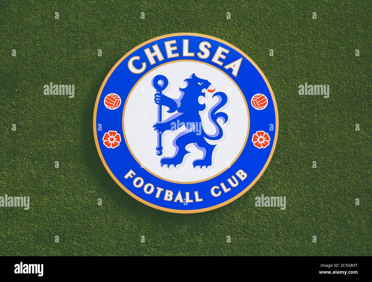 Londra, Regno Unito. Logo Chelsea Football Club. Stadio Stamford Bridge a Fulham. Credito: Waldemar Sikora Foto Stock