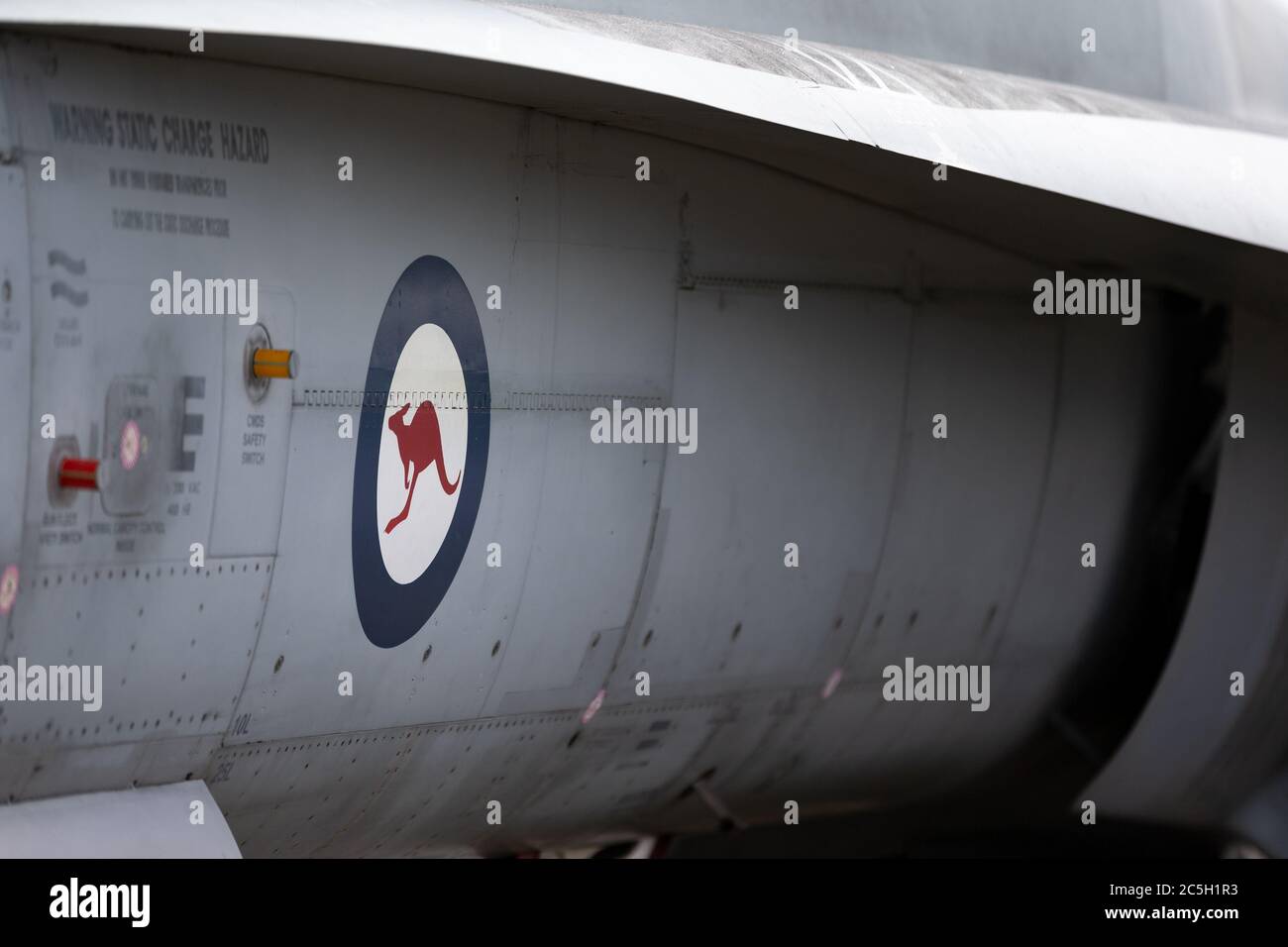 Royal Australian Air Force Roundel sulla fusoliera di un F/A-18 Hornet multiruolo aereo da combattimento. Foto Stock