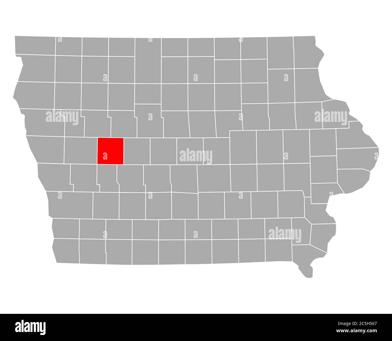 Carroll sulla mappa di Iowa Foto Stock