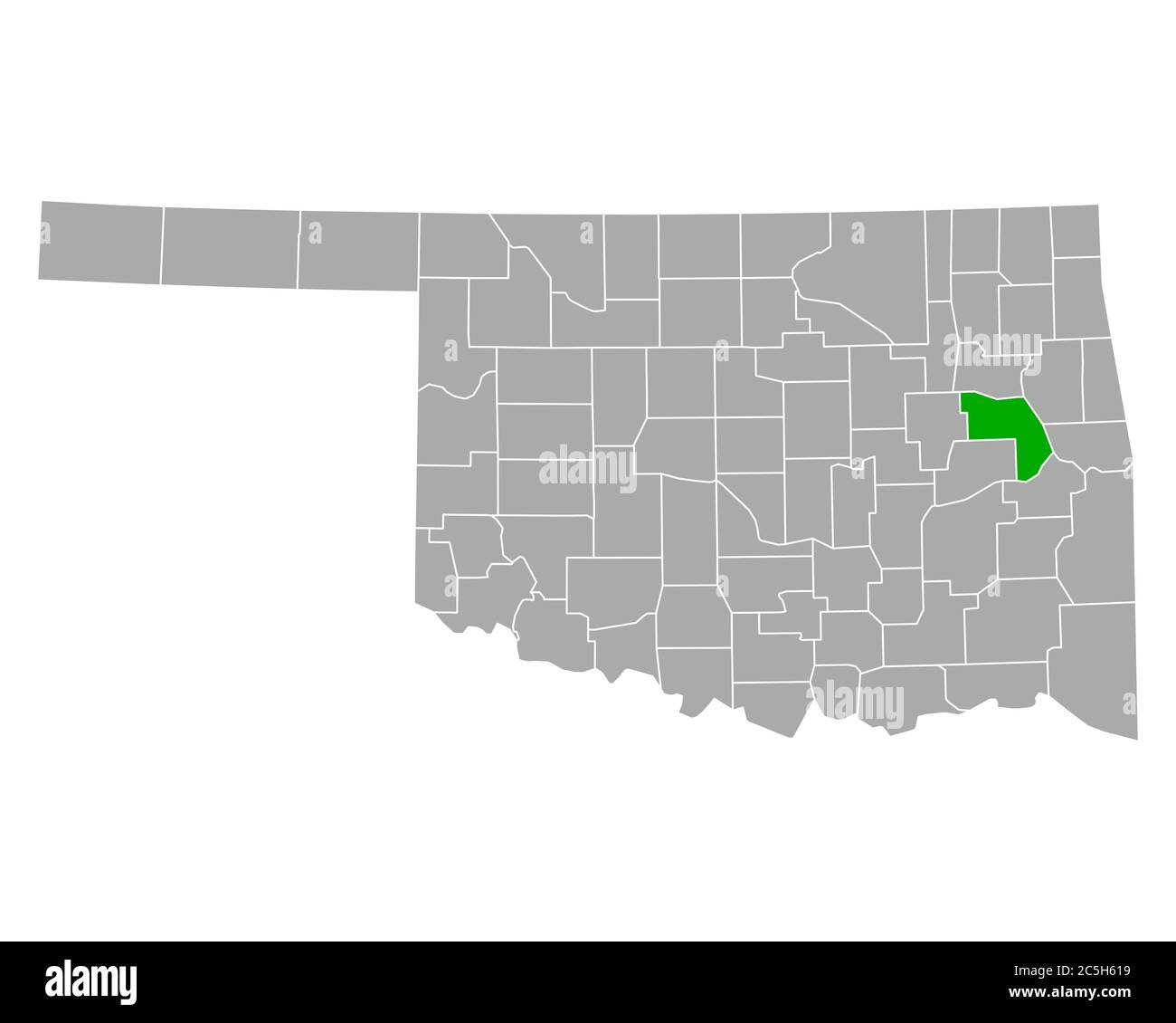 Muskogee sulla mappa di Oklahoma Foto Stock