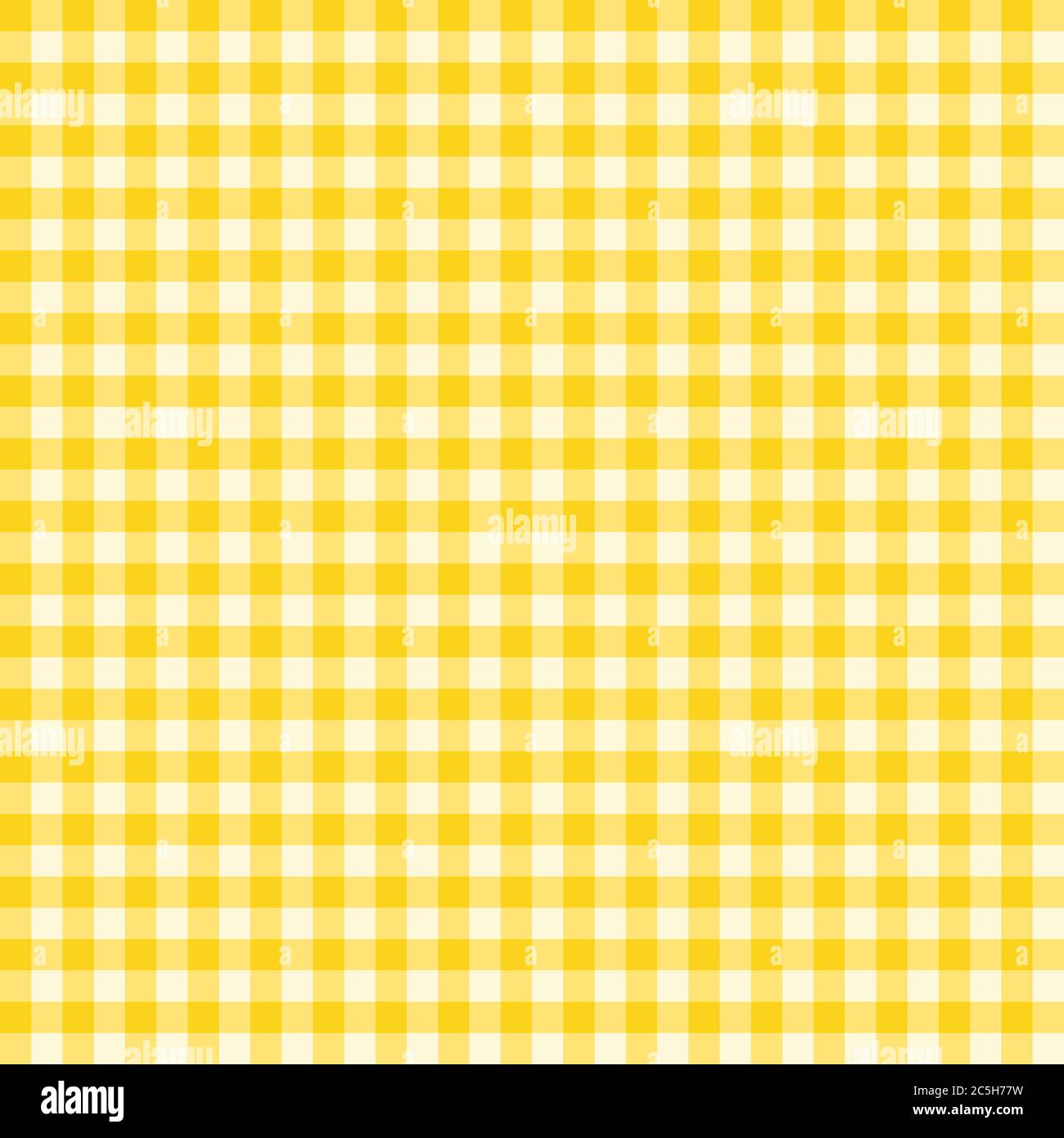 Tradizionale motivo Gingham in colore giallo. Modello vettoriale a scacchi senza giunture. Sfondo geometrico astratto. Illustrazione Vettoriale