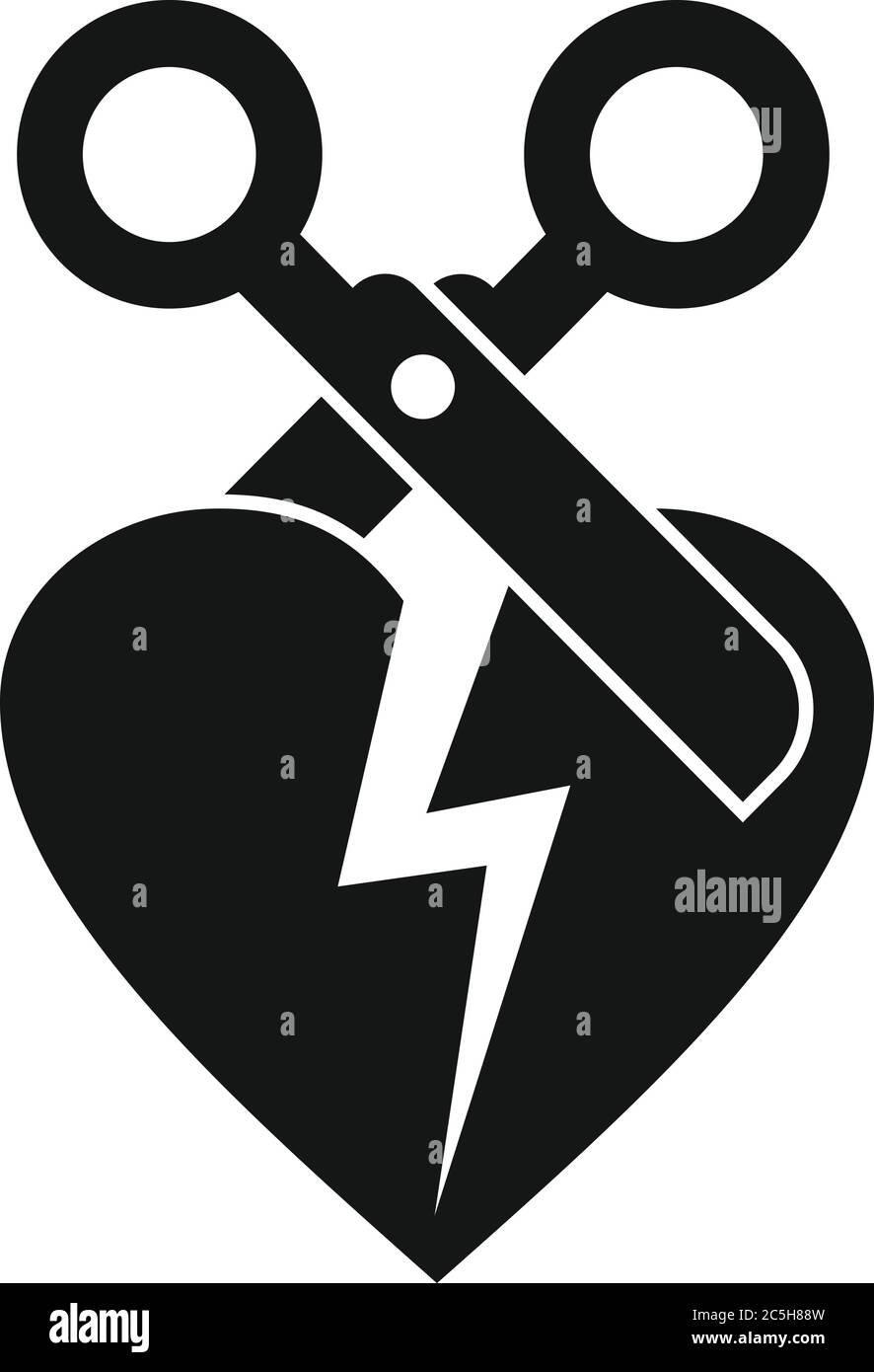 Divorzio tagliare cuore icona. Semplice illustrazione di divorzio tagliato cuore vettore icona per il web design isolato su sfondo bianco Illustrazione Vettoriale