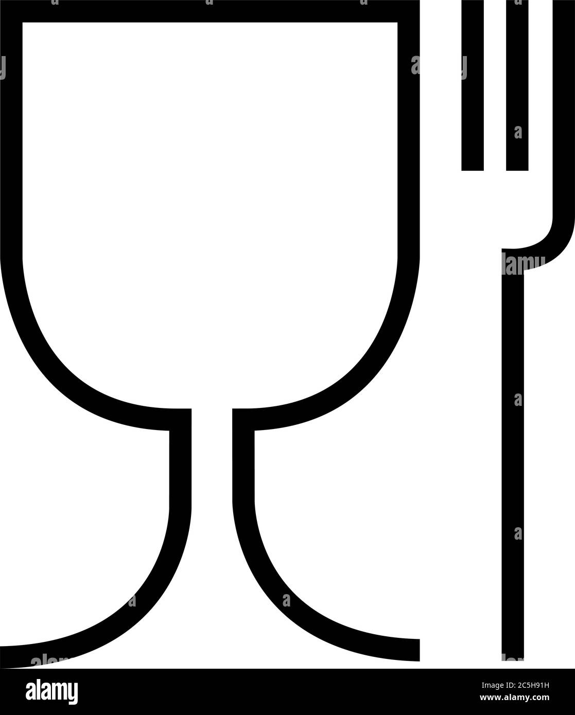 Simbolo di sicurezza per gli alimenti. L'icona internazionale per il  materiale alimentare sicuro sono un bicchiere di vino e un simbolo di  forchetta. Versione sottile Immagine e Vettoriale - Alamy