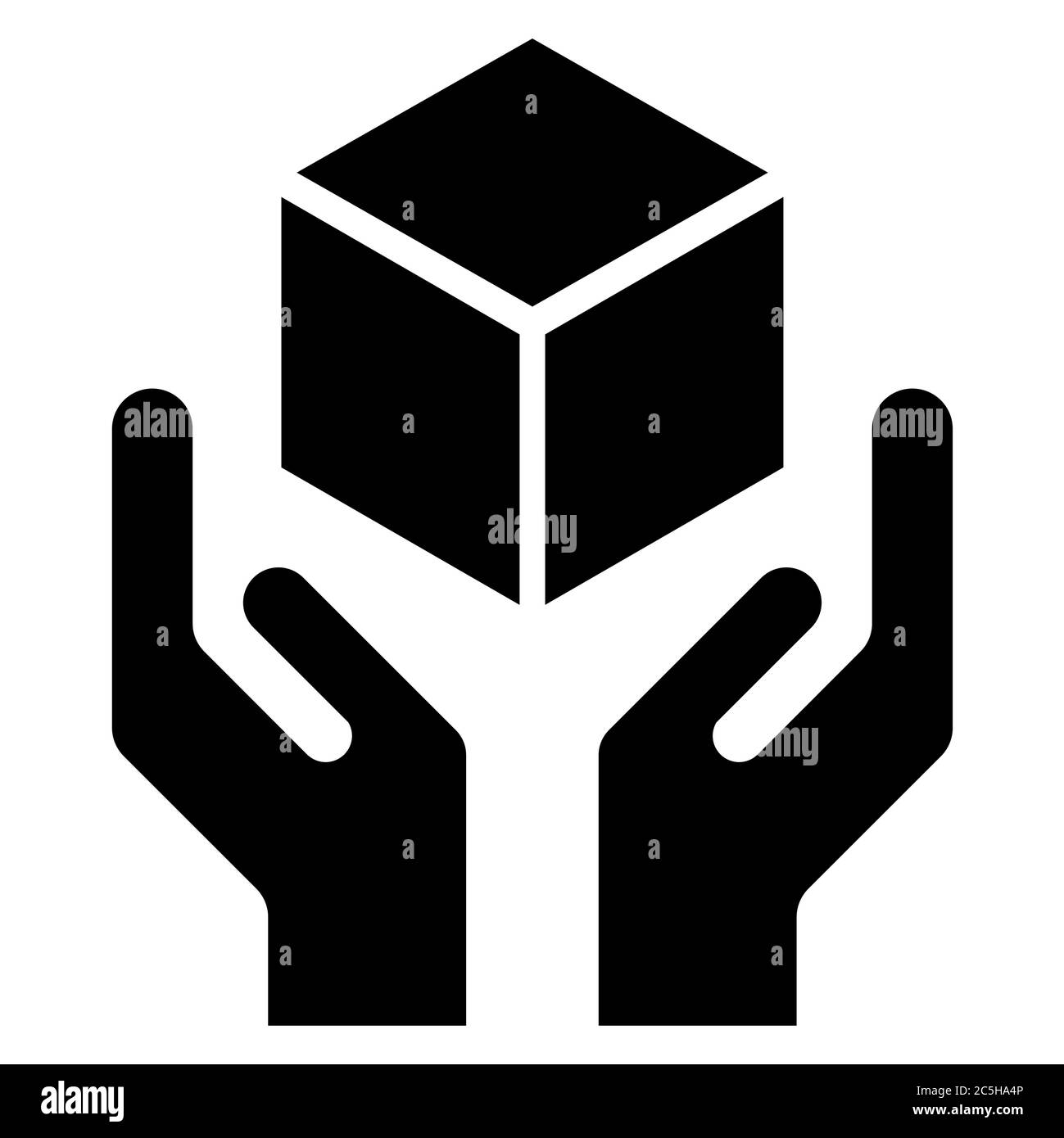 Maneggiare con l'icona di cura piatta isolata su sfondo bianco. Simbolo della confezione fragile. Illustrazione vettore etichetta . Illustrazione Vettoriale