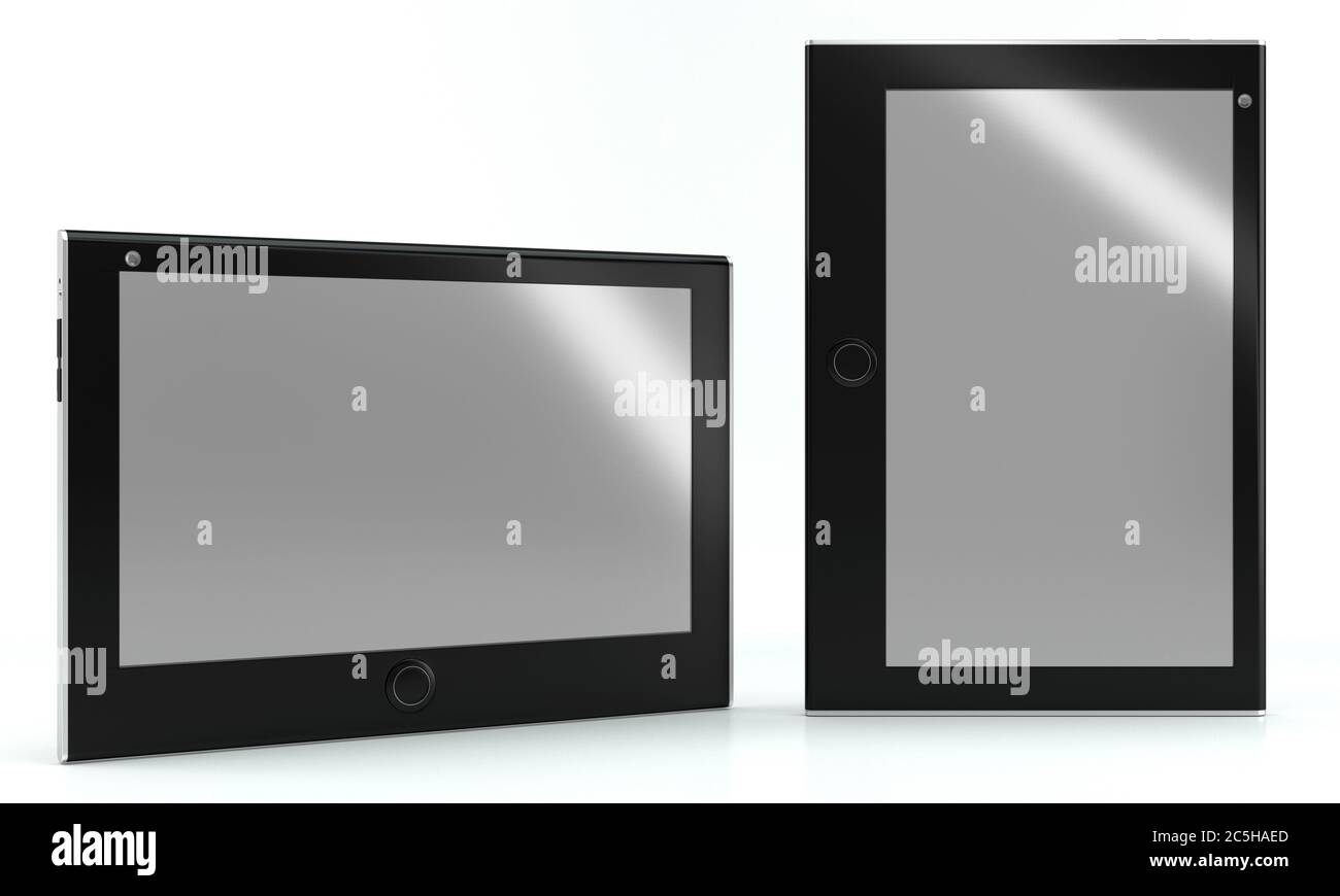 rendering 3d di mockup di tablet per progetti di web design su sfondo bianco. Vista frontale. Foto Stock