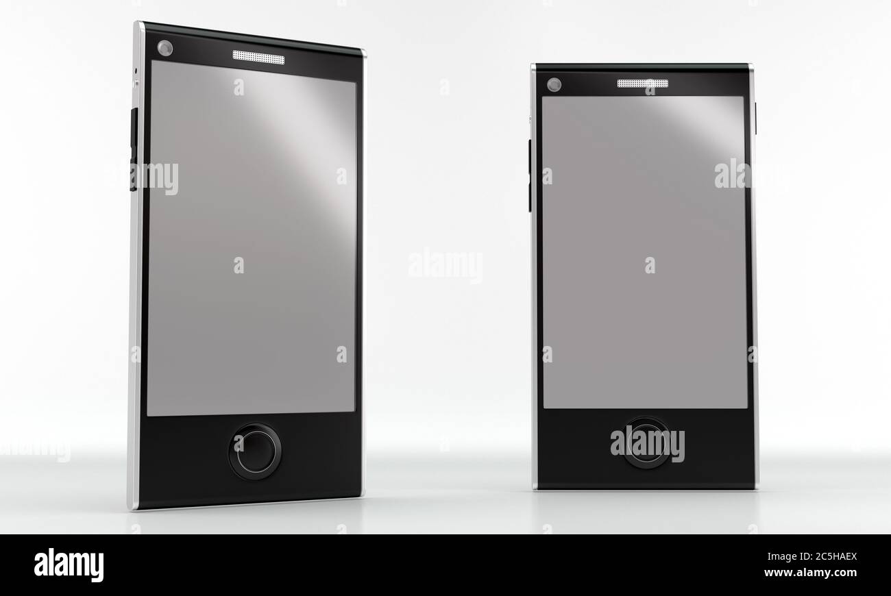 rendering 3d di mockup smartphone per progetti di web design su sfondo bianco. Vista frontale. Foto Stock