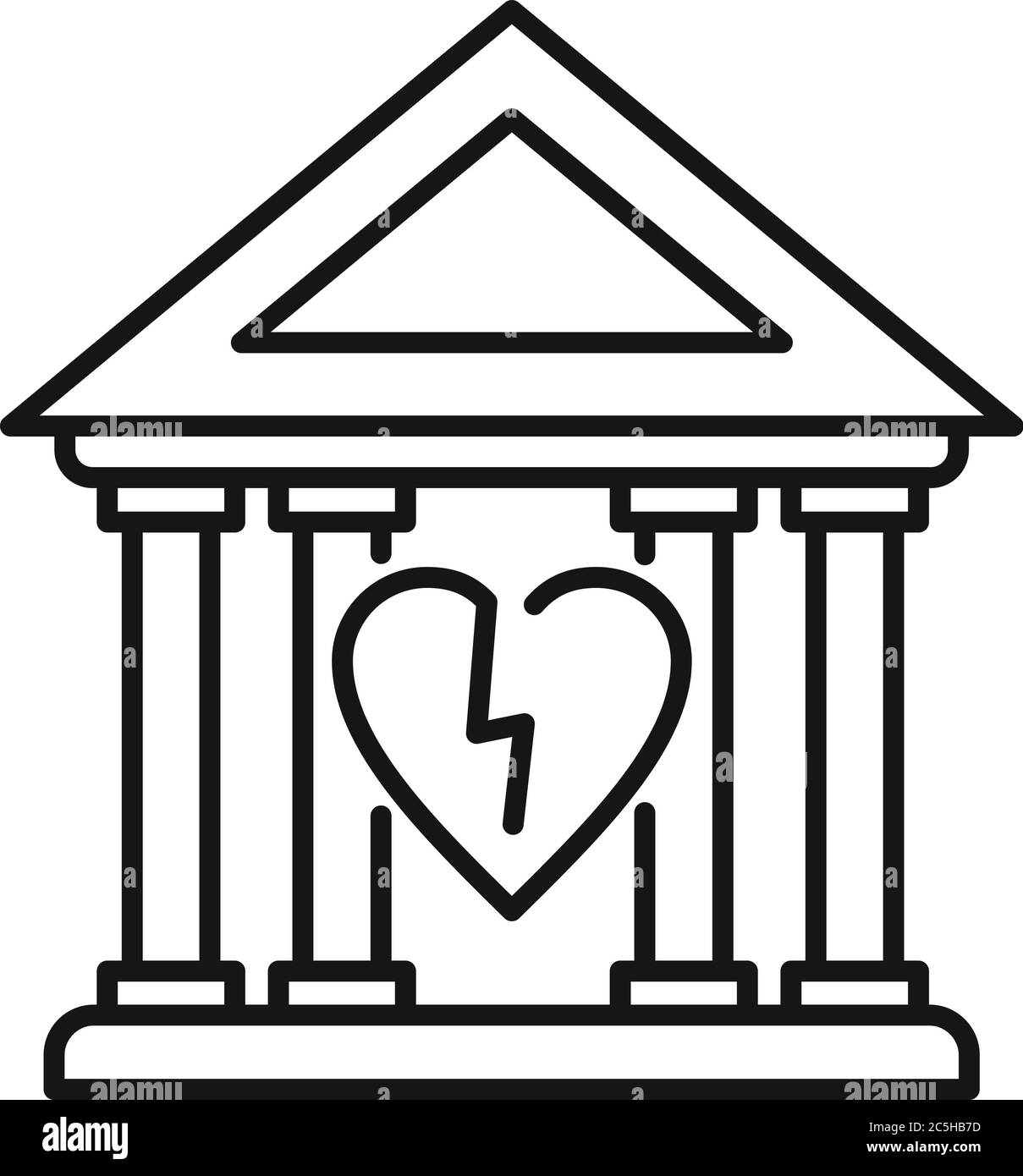 Icona del tribunale di divorzio. Profilo divorzio icona vettore tribunale per web design isolato su sfondo bianco Illustrazione Vettoriale