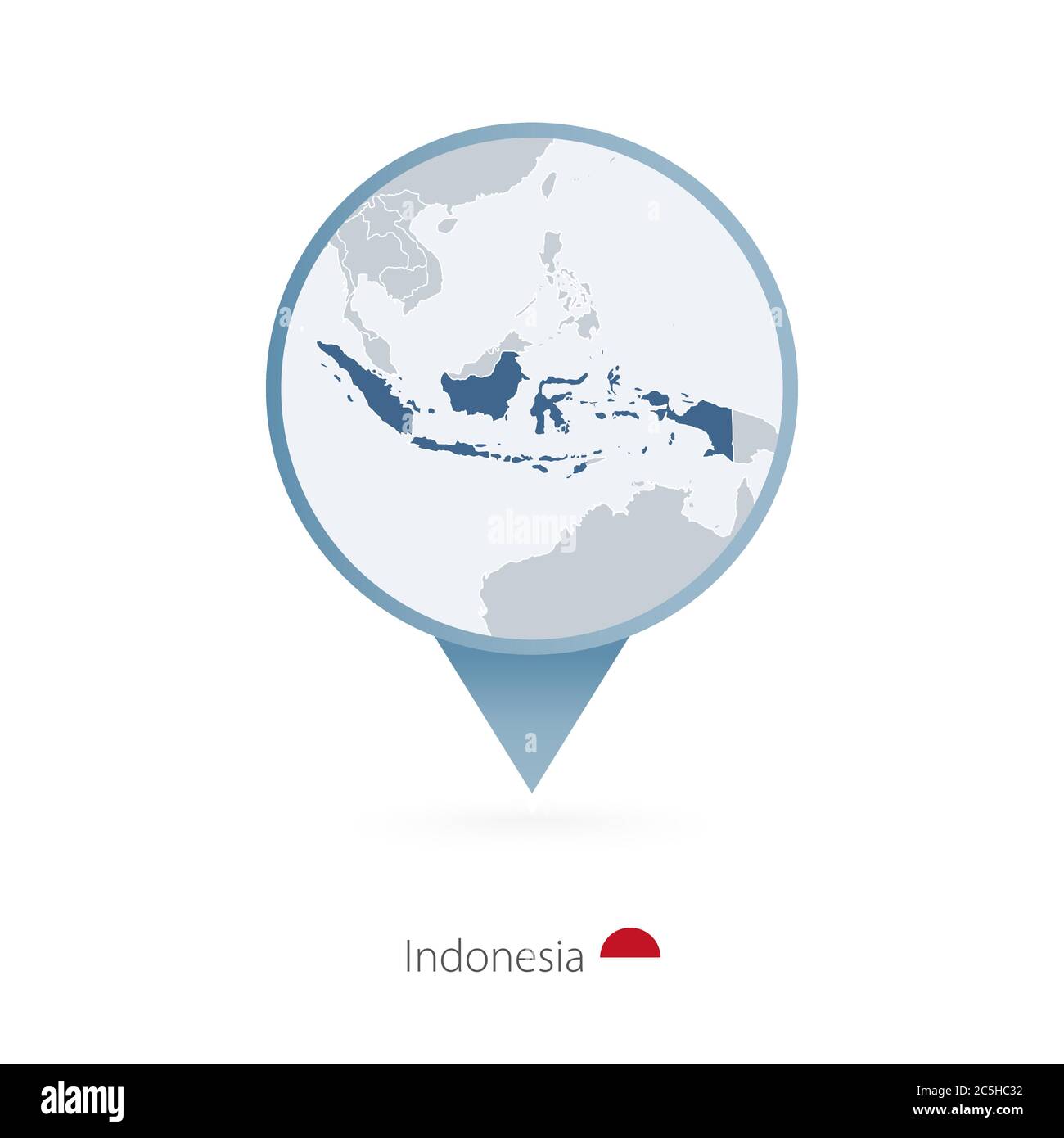 Mappa con mappa dettagliata dell'Indonesia e dei paesi vicini. Illustrazione Vettoriale
