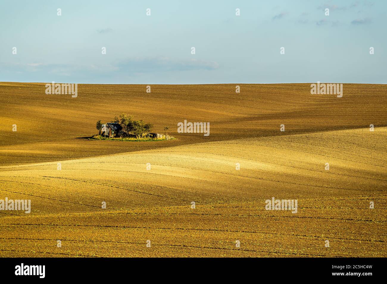 Campo nella regione vinicola della Toscana Morava. Campi nelle vicinanze di Svatoborice e Mistrin durante i giorni autunnali. Un cielo meraviglioso pieno di nuvole, il Foto Stock