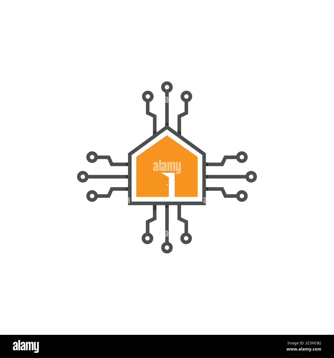 Illustrazione del modello di design vettoriale con logo della moderna tecnologia Smart House Illustrazione Vettoriale