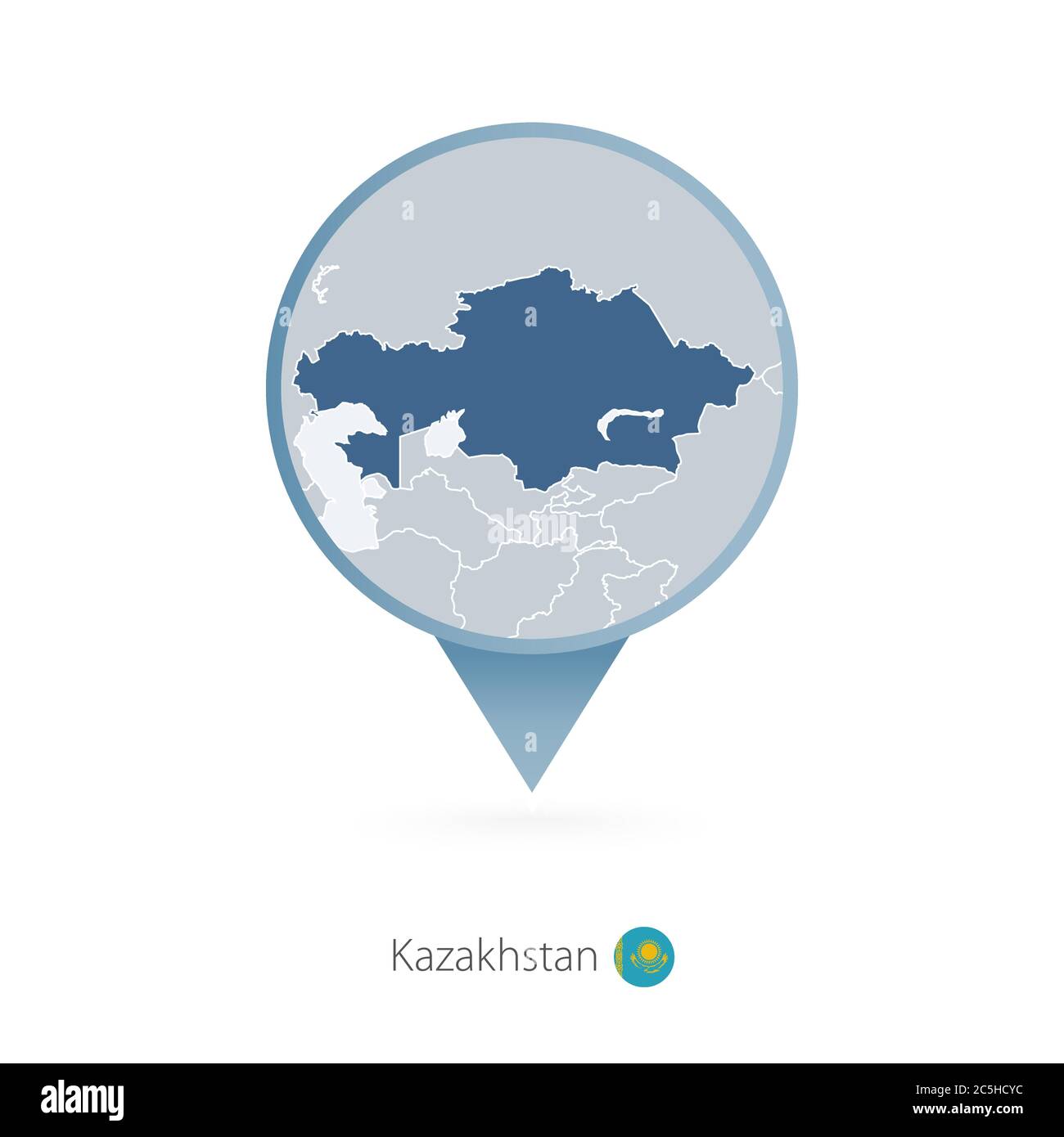 Mappa con mappa dettagliata del Kazakistan e dei paesi vicini. Illustrazione Vettoriale