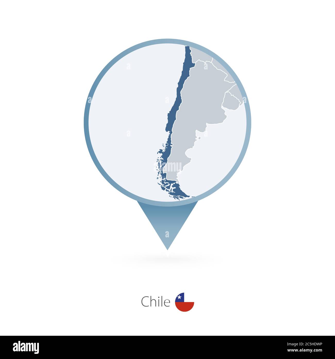 Mappa con mappa dettagliata del Cile e dei paesi vicini. Illustrazione Vettoriale