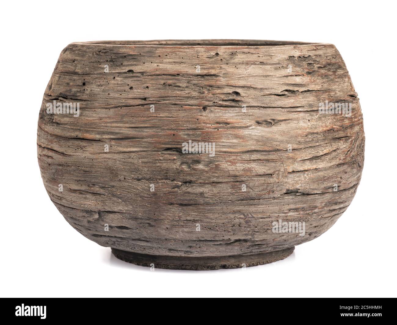 vaso di legno isolato su bianco Foto Stock