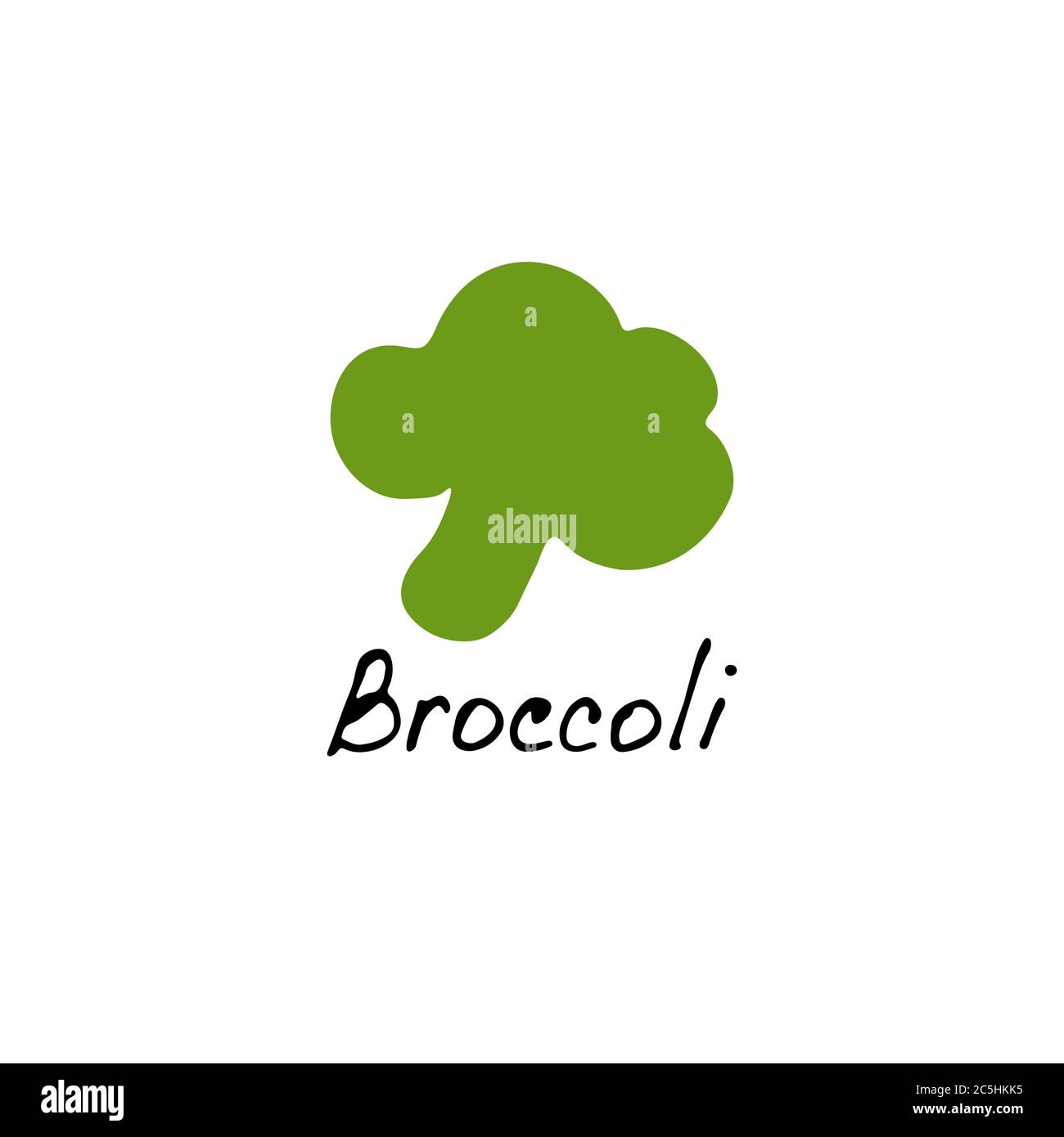Icona dei broccoli vettoriali. Icona cibo. Logo di broccoli disegnato a mano per stampa e web Illustrazione Vettoriale