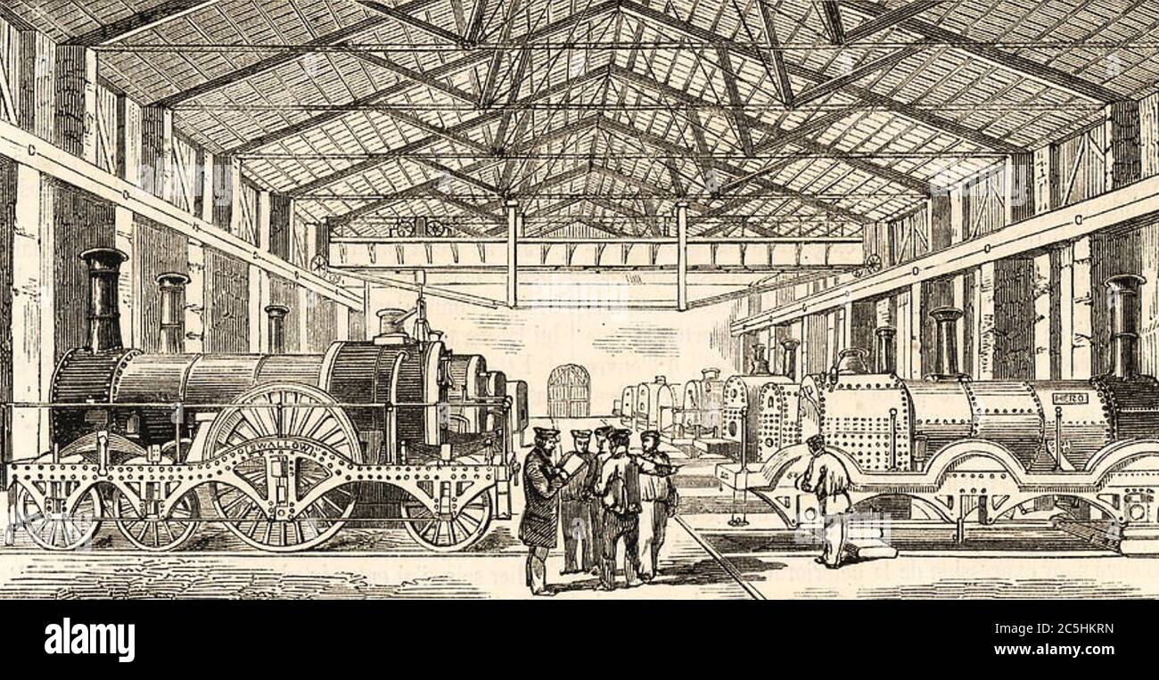 GRANDE fabbrica di motori FERROVIARI di Swindon nel 1854 Foto Stock