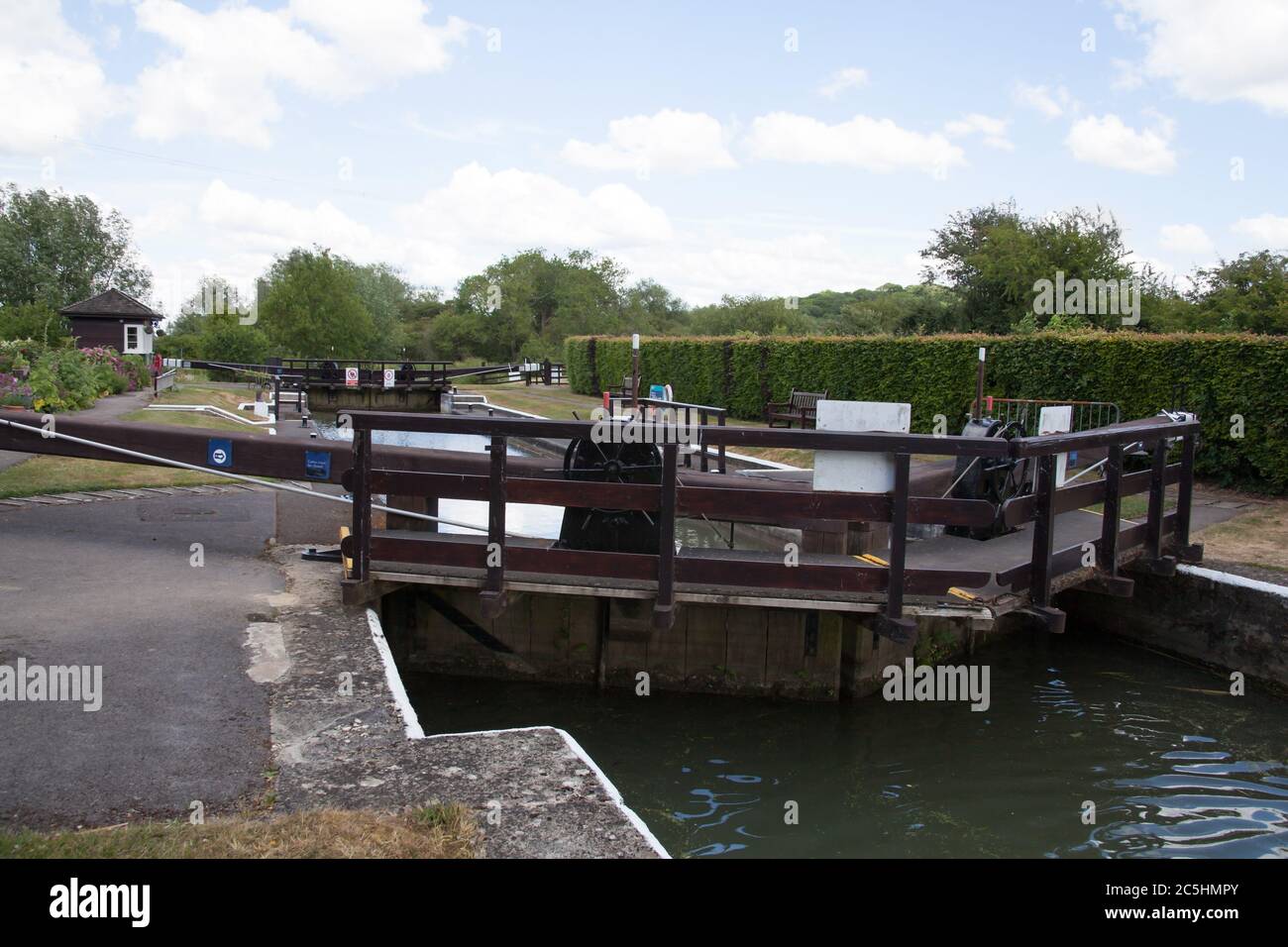 Pinkhill lock a Farmoor vicino Eynsham sul Tamigi in Oxfordshire nel Regno Unito Foto Stock
