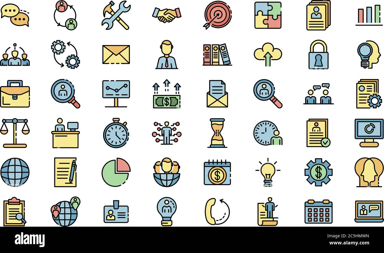 Icone di amministratore vettore piatto Illustrazione Vettoriale