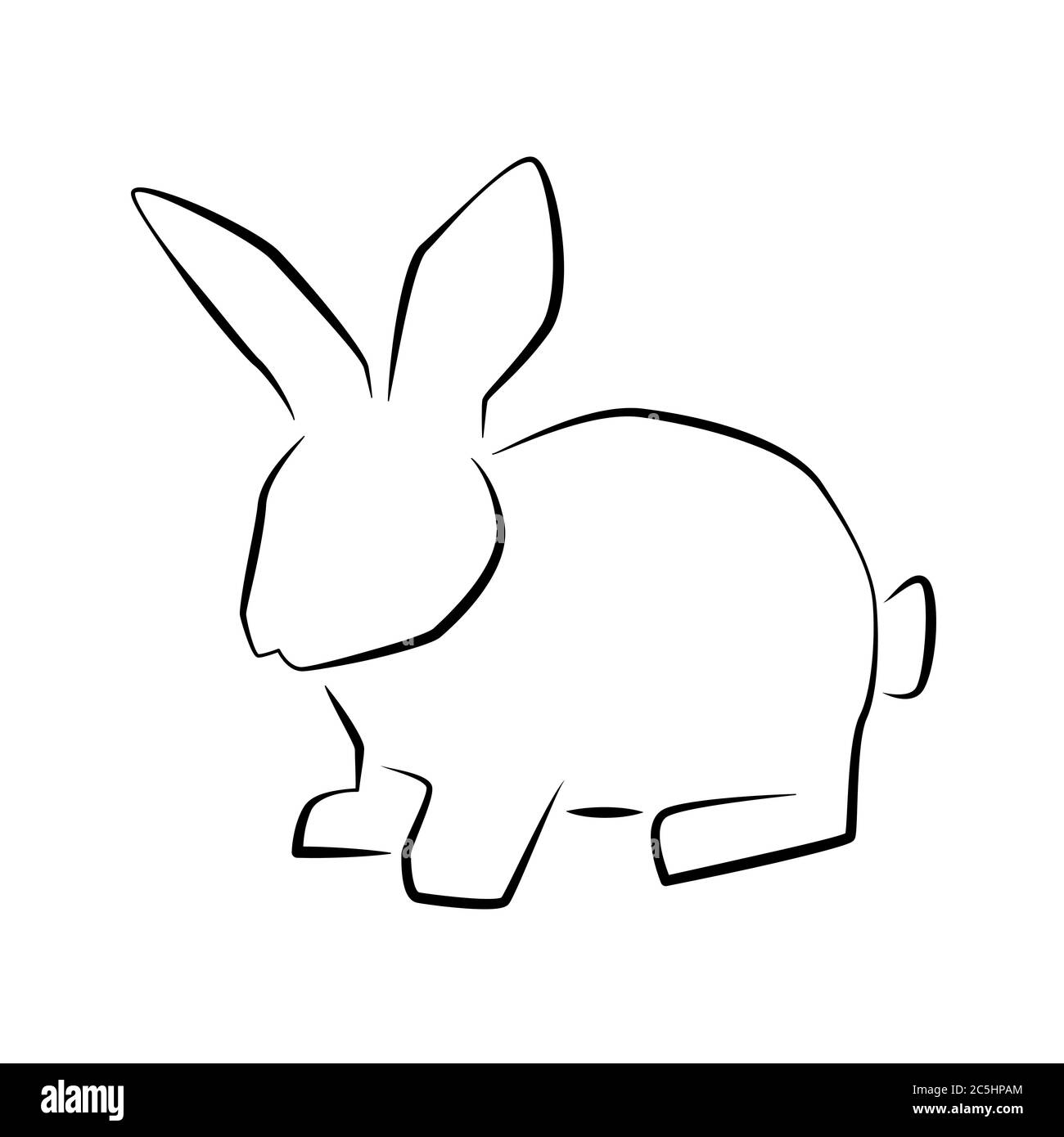 Coniglio o lepre delineare icona semplice. Icona animale da fattoria. Illustrazione Vettoriale