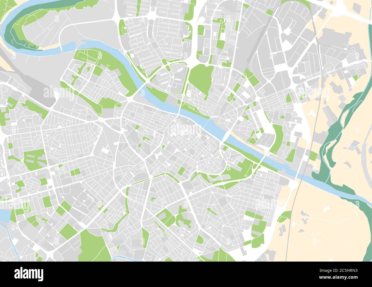 Mappa vettoriale di Saragozza, Spagna Illustrazione Vettoriale