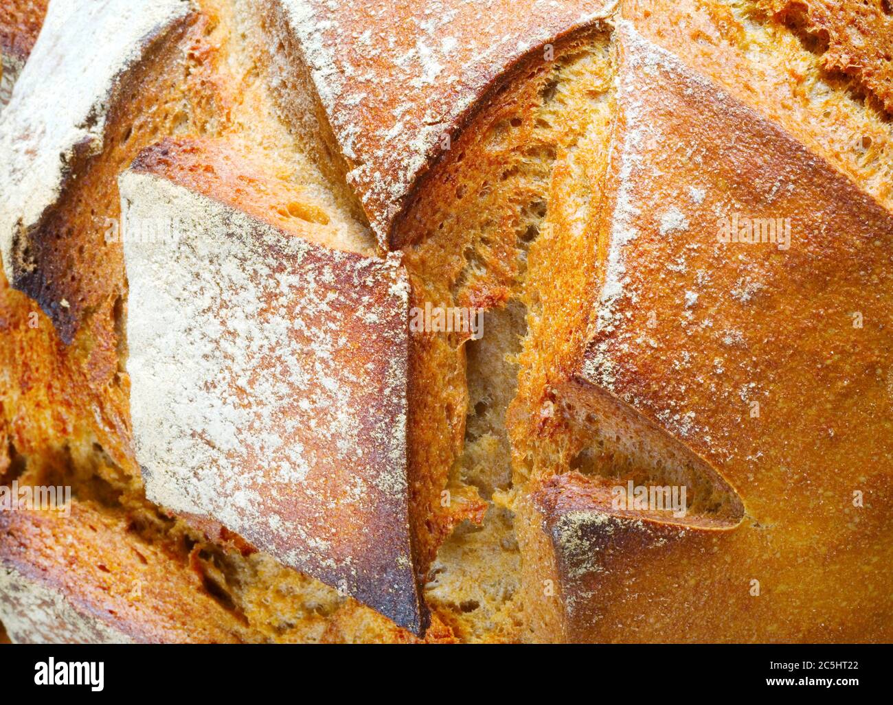 pane fresco, uscendo ancora caldo dal forno, primo piano Foto Stock