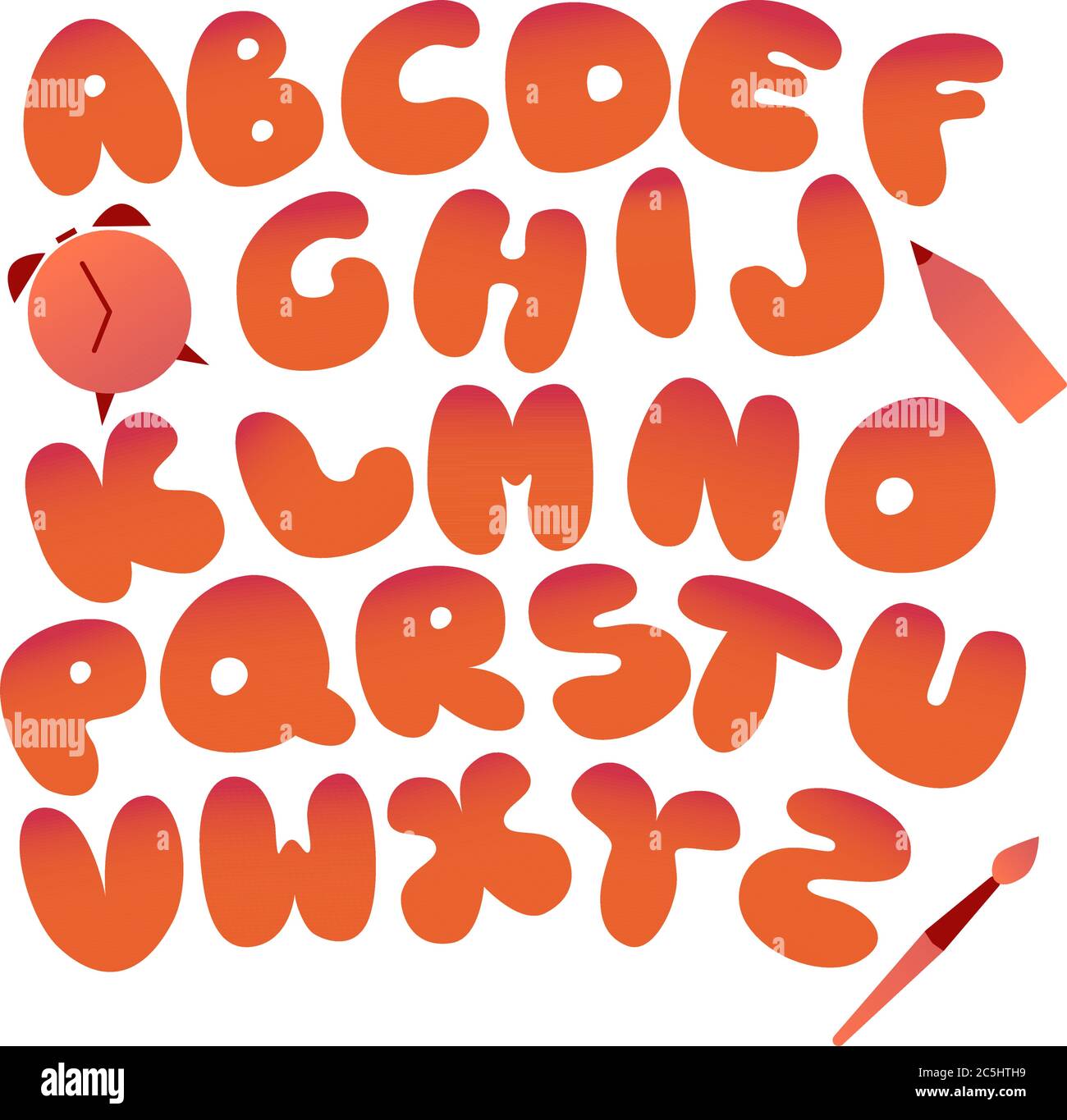 Le lettere chubby. Alfabeto per stampa e digitale. Tema per bambini, design scolastico. Vettore Illustrazione Vettoriale