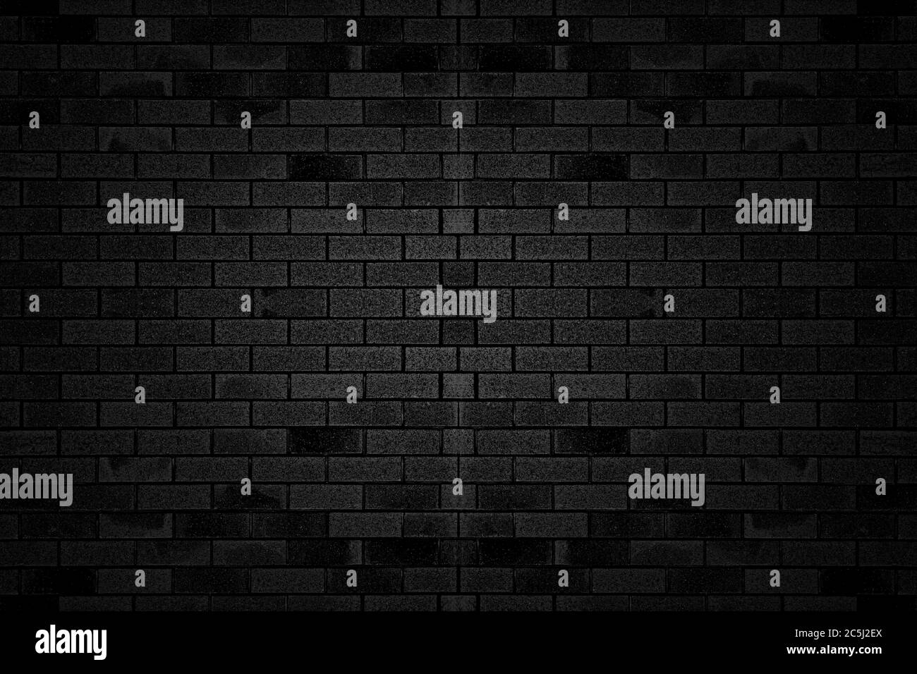 Texture nera con muro di mattoni per banner sito web o sfondo. Foto Stock